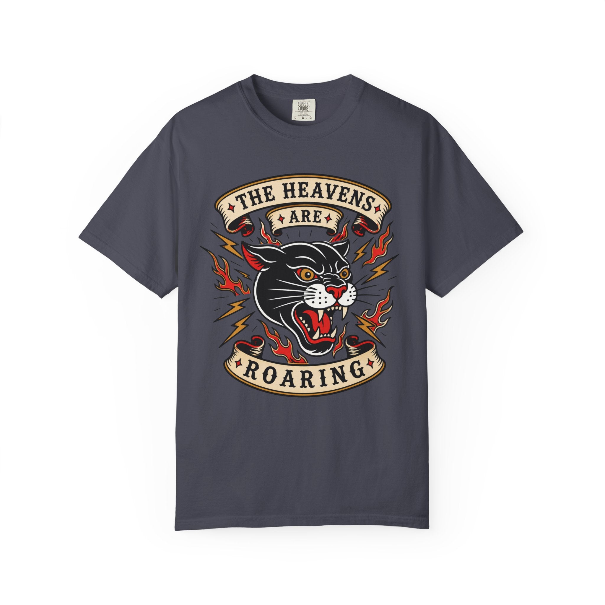 The Heavens Are Roaring Tee — American Traditional Tattoo Panther Jeremiah 10:13 Comfort Colors T-Shirt