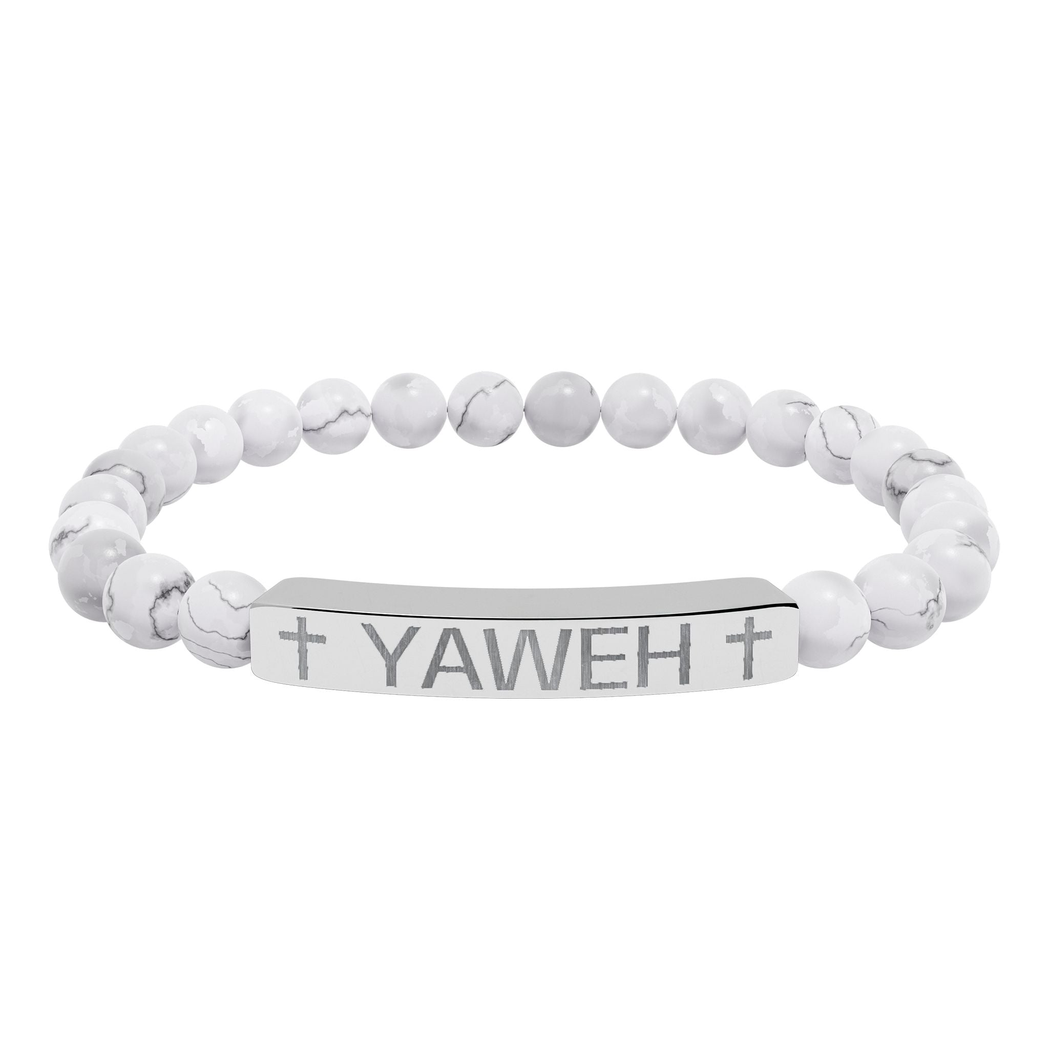 Yaweh Engraved Natural Stone Stretch Bracelet