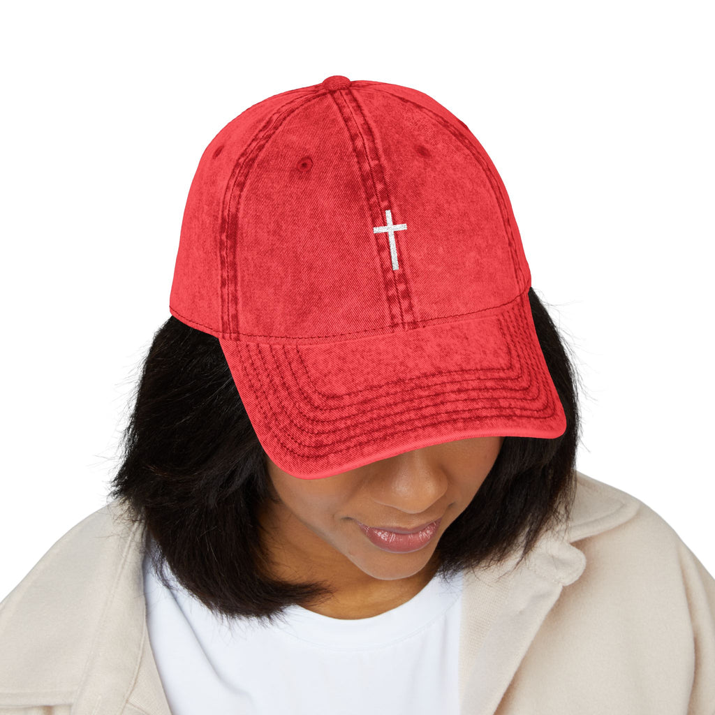 Vintage Cross Dad Hat — Women's Christian Embroidered Cap | Washed Faith Hat