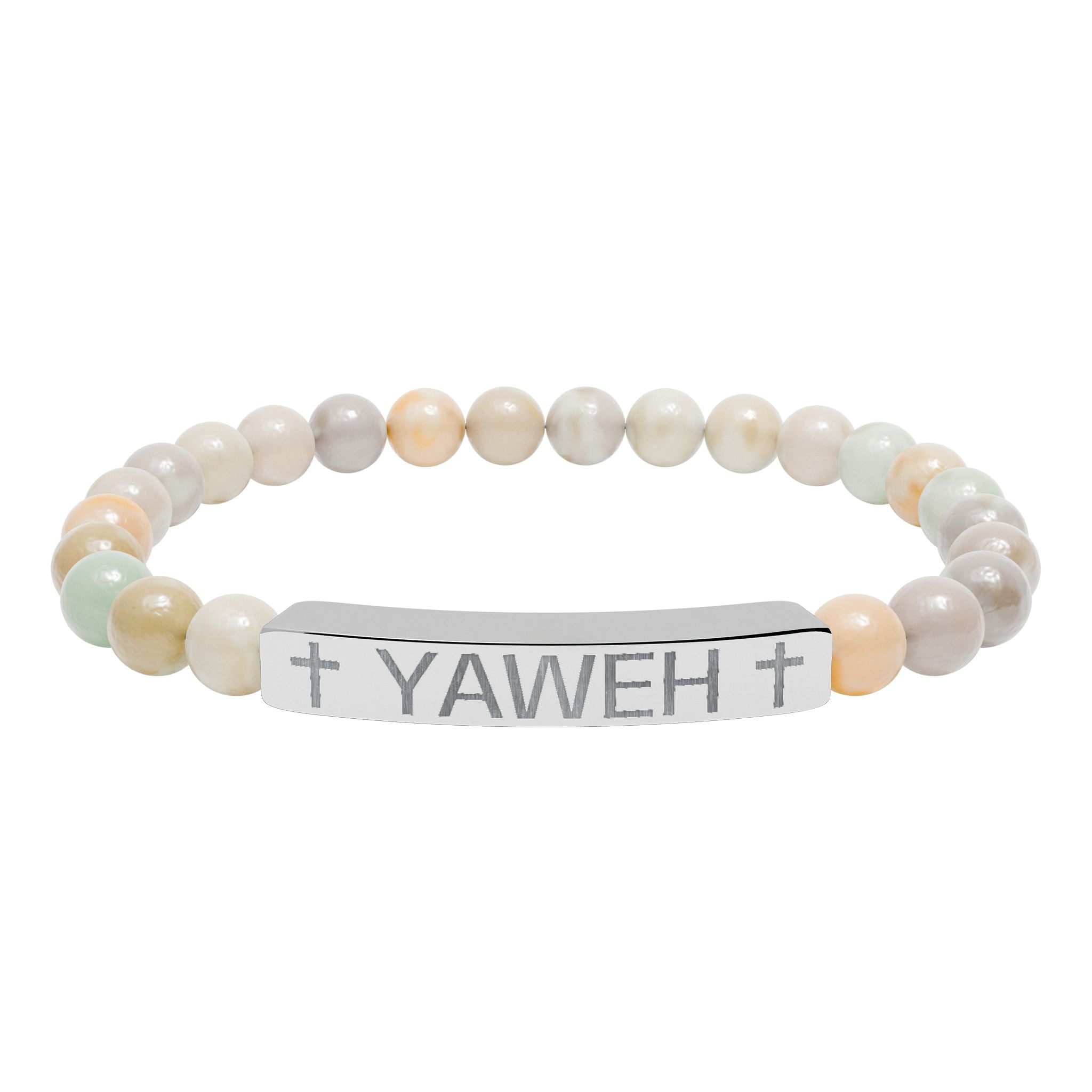 Yaweh Engraved Natural Stone Stretch Bracelet