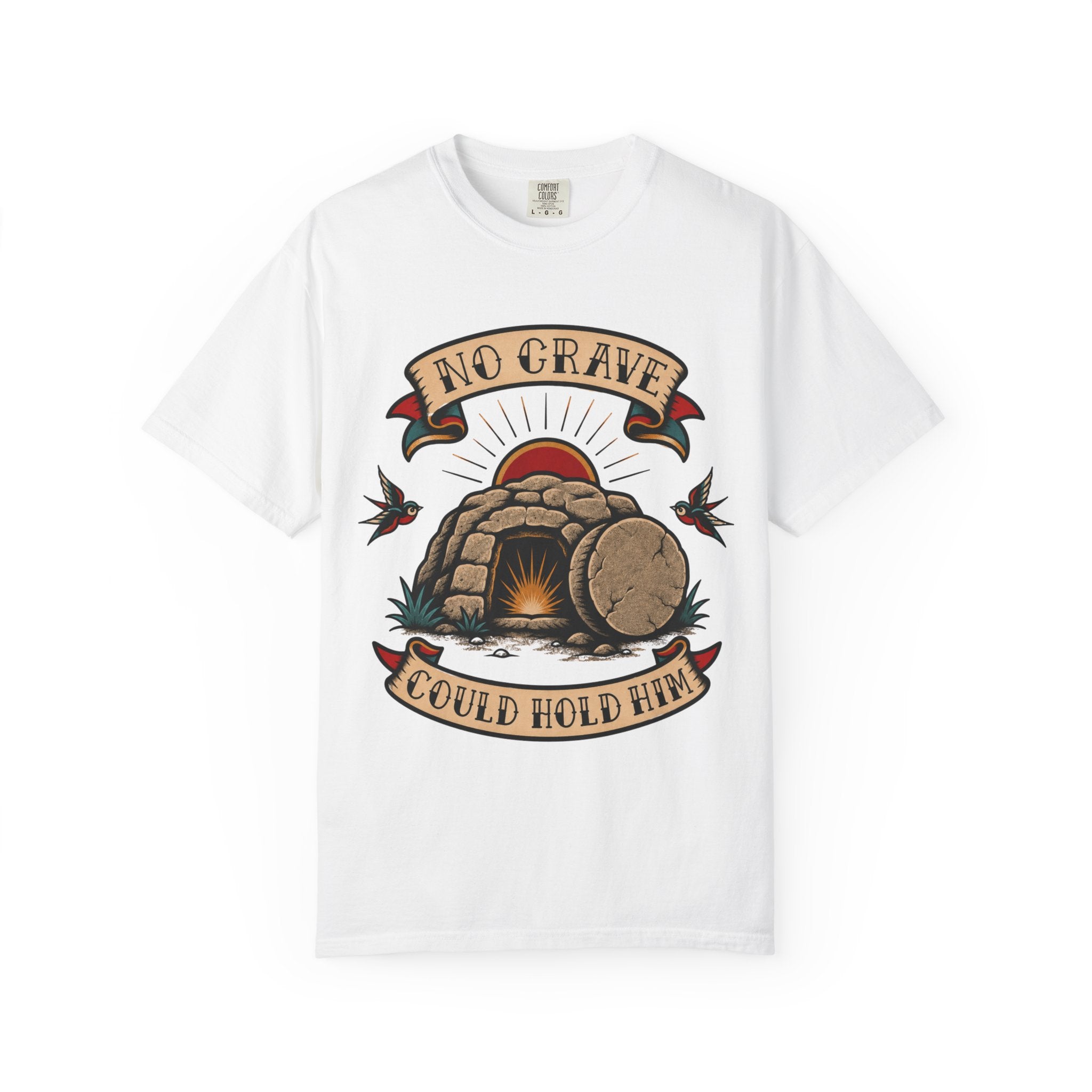No Grave Could Hold Him Tee — Christian Tattoo Shirt