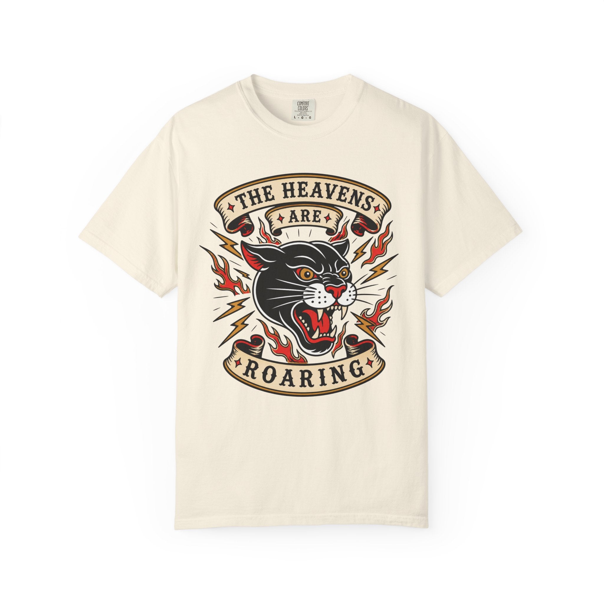 The Heavens Are Roaring Tee — American Traditional Tattoo Panther Jeremiah 10:13 Comfort Colors T-Shirt