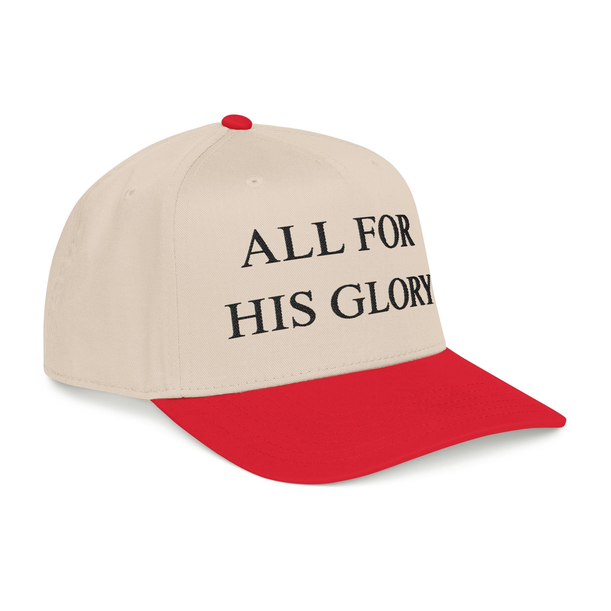 All for His Glory Hat — Christian Embroidered Mid Profile Cap | Loud About God