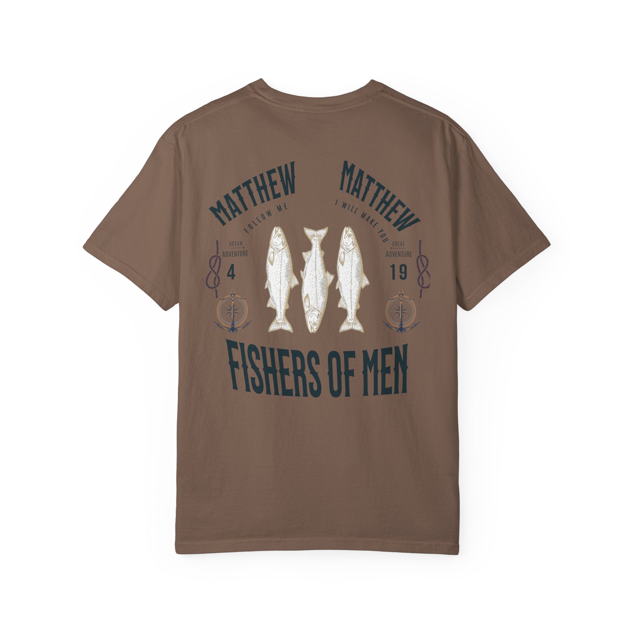 Fishers of Men T-Shirt — Men's Comfort Colors 1717 Nautical Christian Tee | Matthew 4:19