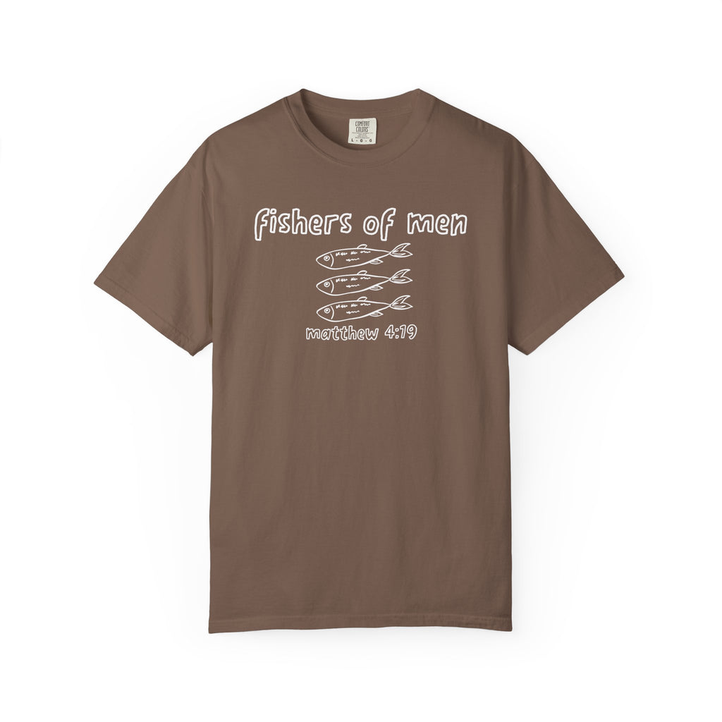 Fishers of Men T-Shirt — Comfort Colors 1717 Hand-Drawn Sketch Christian Tee | Matthew 4:19