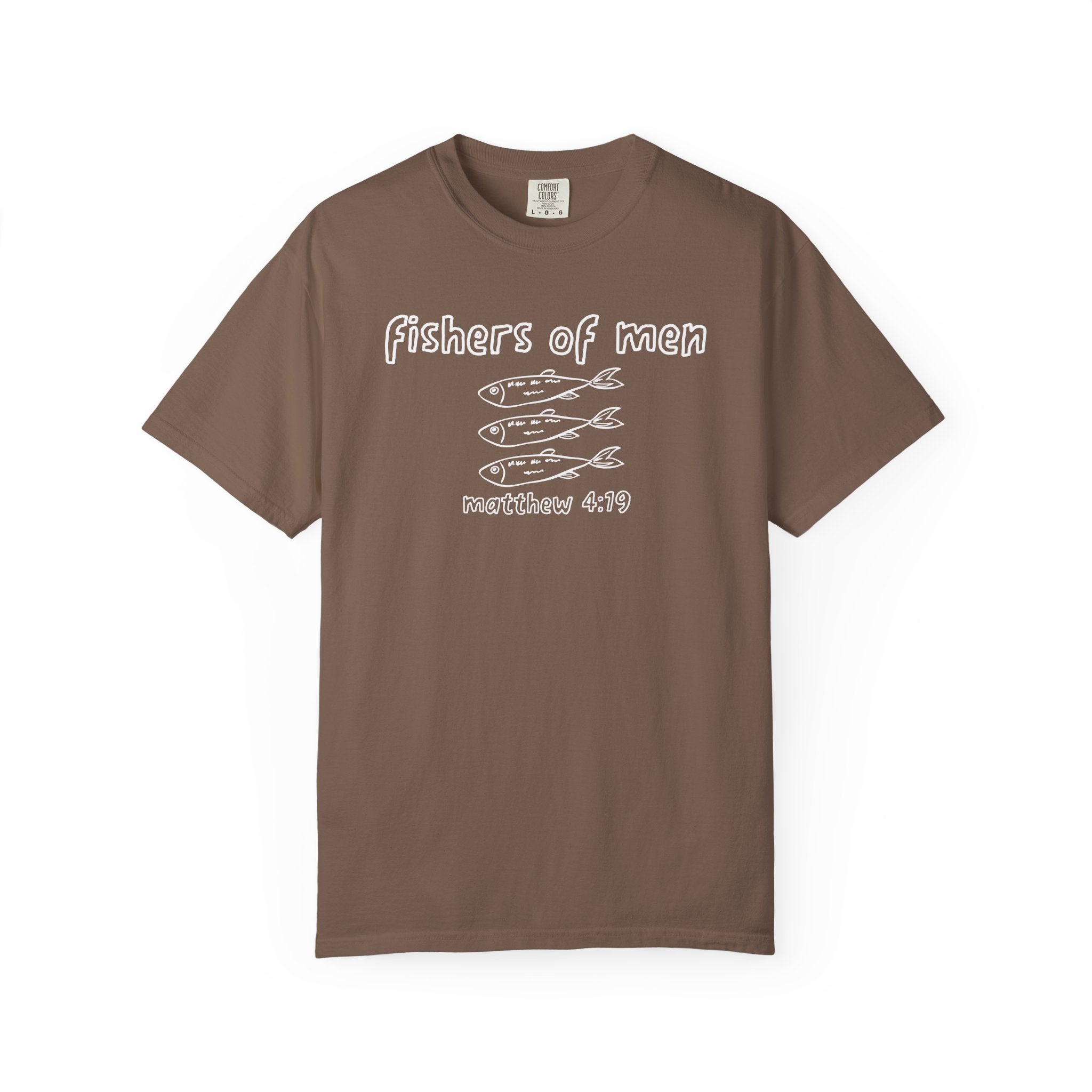 Fishers of Men T-Shirt — Comfort Colors 1717 Hand-Drawn Sketch Christian Tee | Matthew 4:19