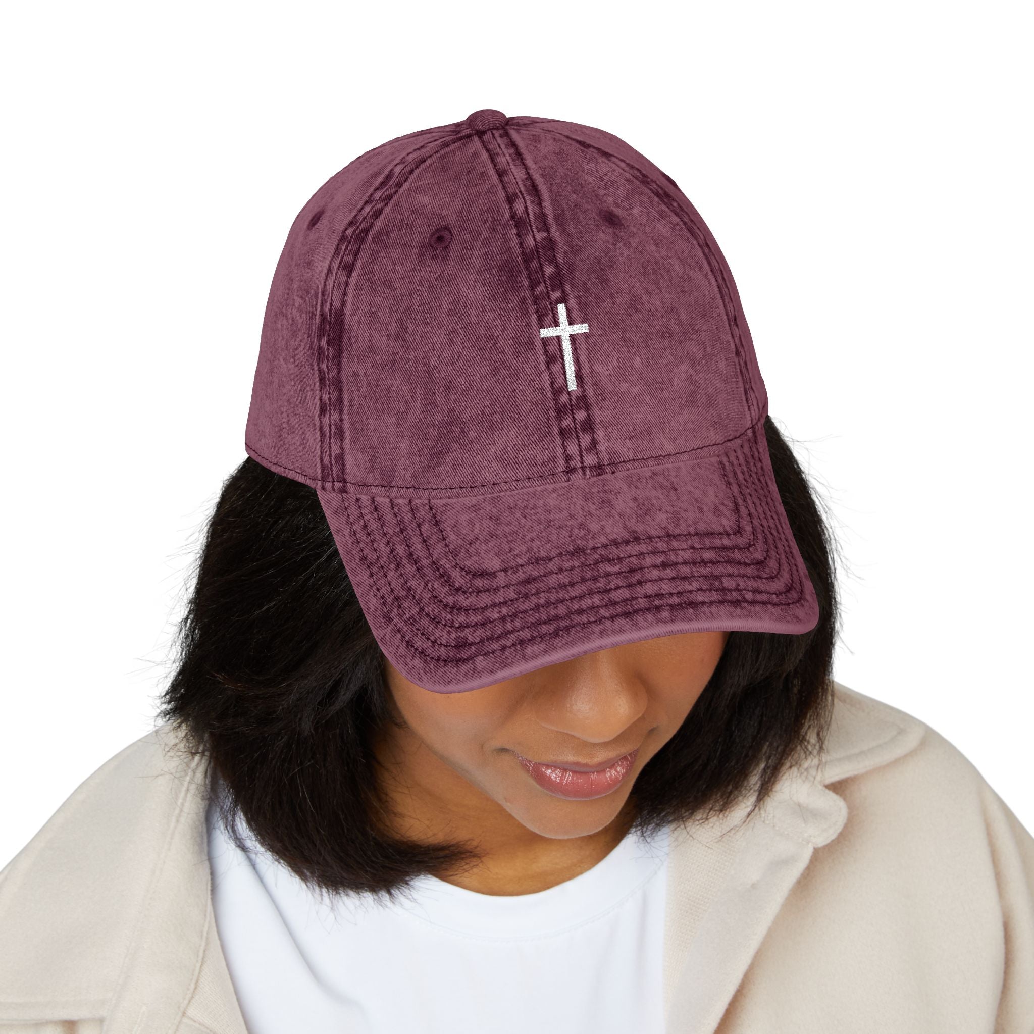 Vintage Cross Dad Hat — Women's Christian Embroidered Cap | Washed Faith Hat
