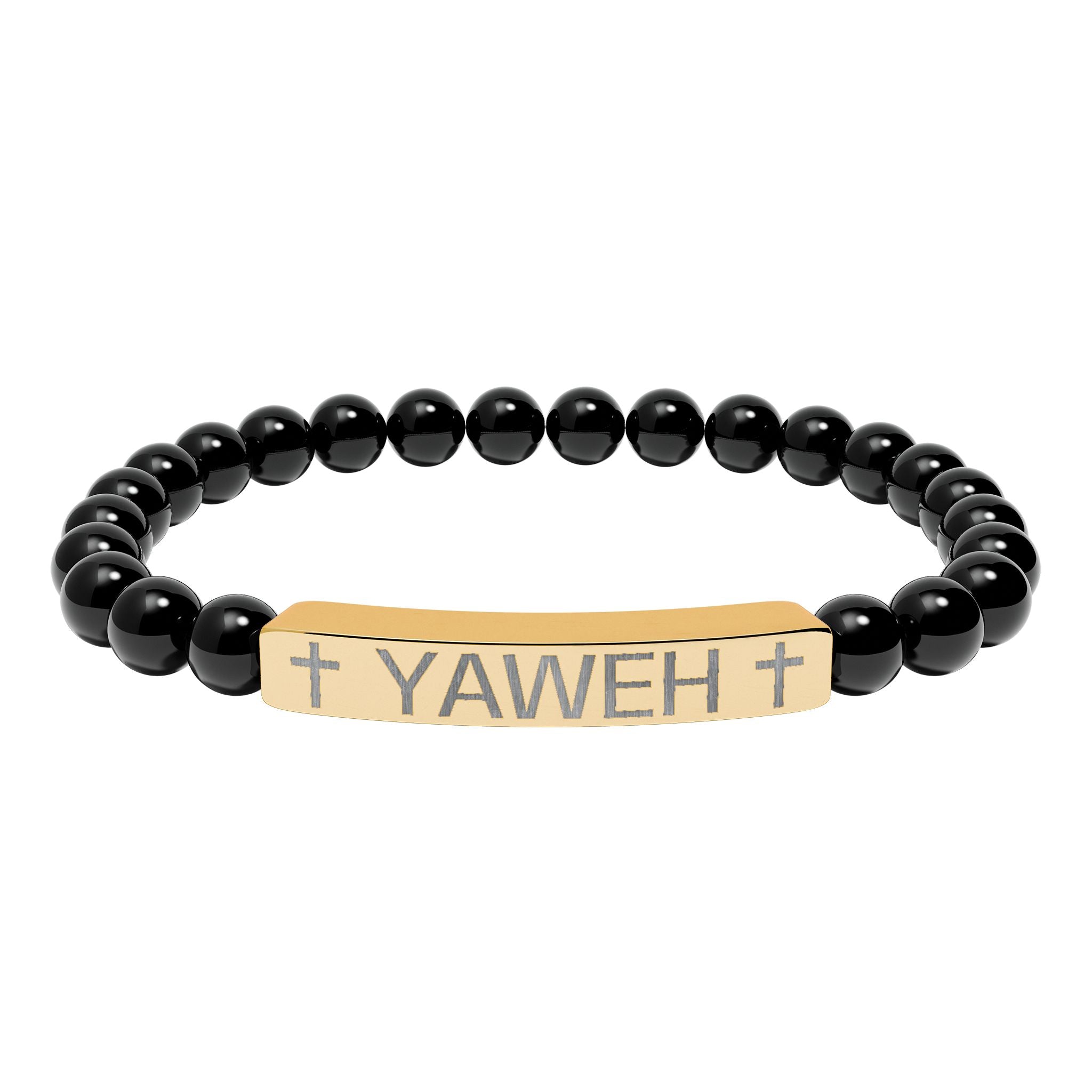 Yaweh Engraved Natural Stone Stretch Bracelet