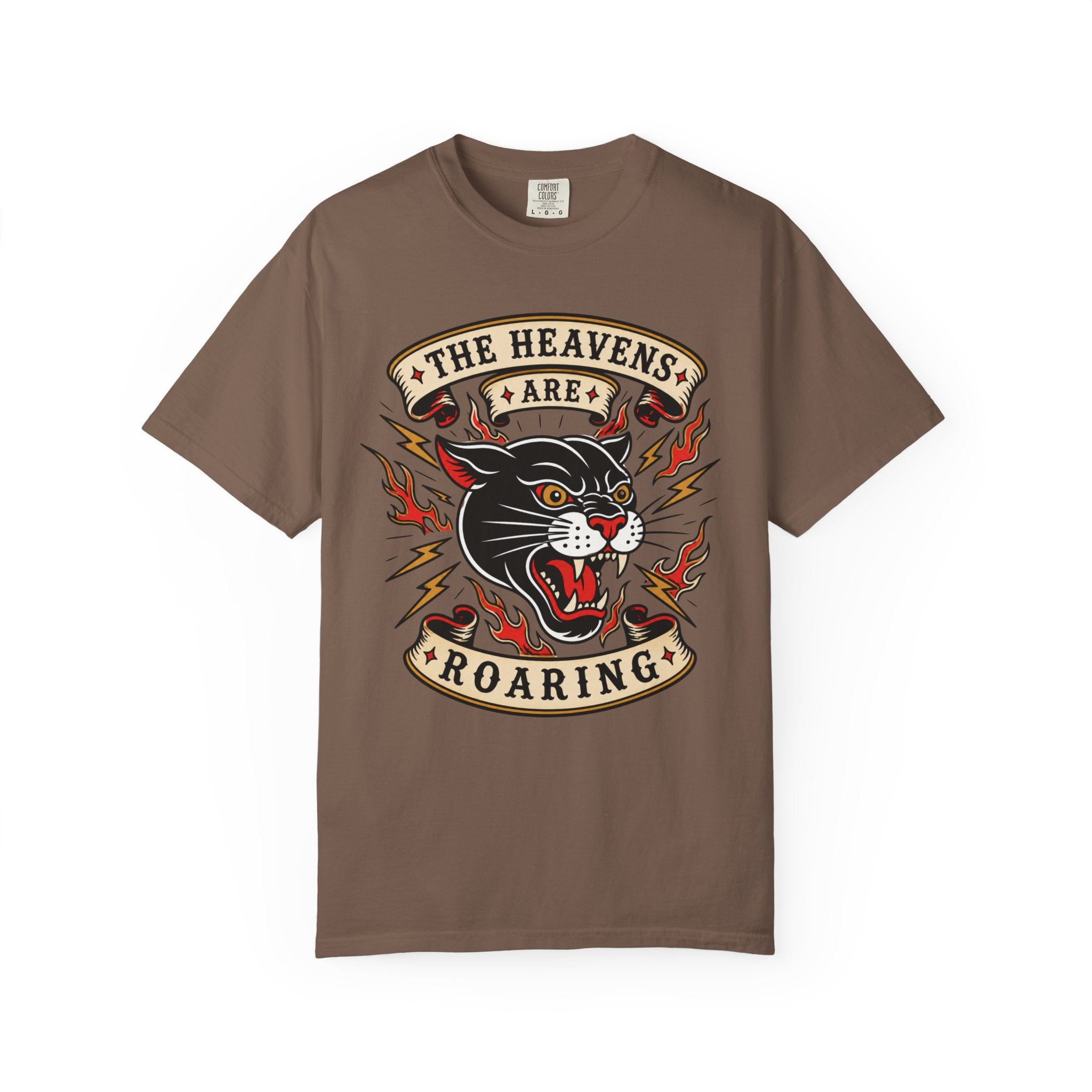 The Heavens Are Roaring Tee — American Traditional Tattoo Panther Jeremiah 10:13 Comfort Colors T-Shirt