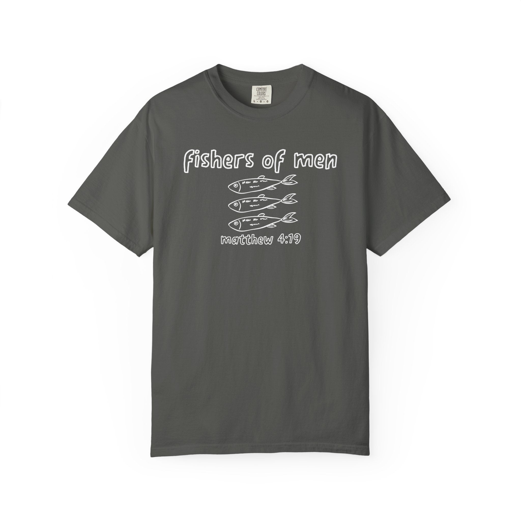 Fishers of Men T-Shirt — Comfort Colors 1717 Hand-Drawn Sketch Christian Tee | Matthew 4:19