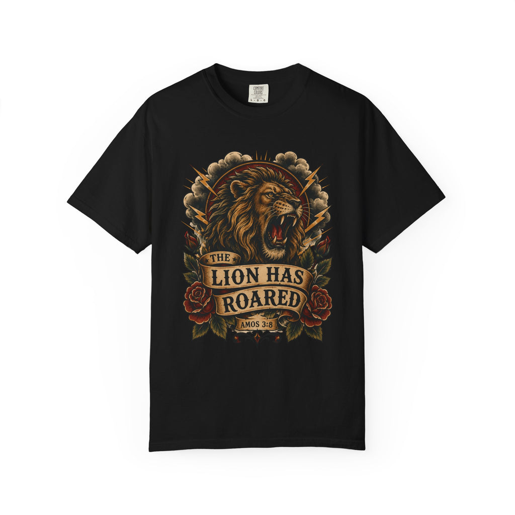 The Lion Has Roared Tee — Lion of Judah Christian Tattoo Shirt