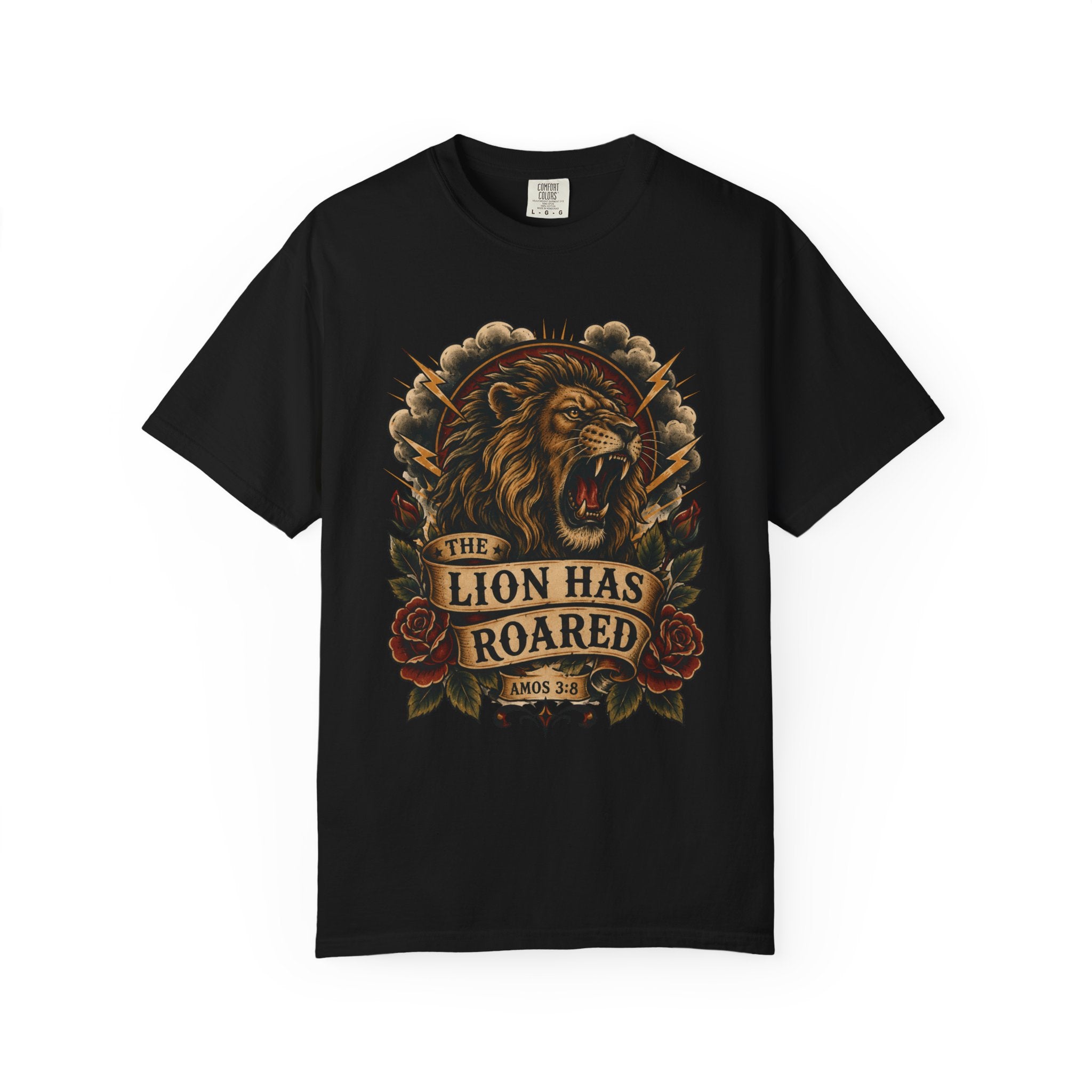 The Lion Has Roared Tee — Lion of Judah Christian Tattoo Shirt