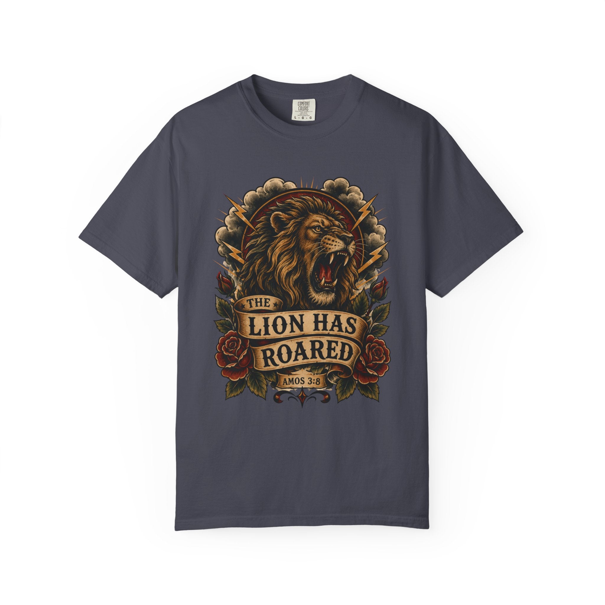 The Lion Has Roared Tee — Lion of Judah Christian Tattoo Shirt