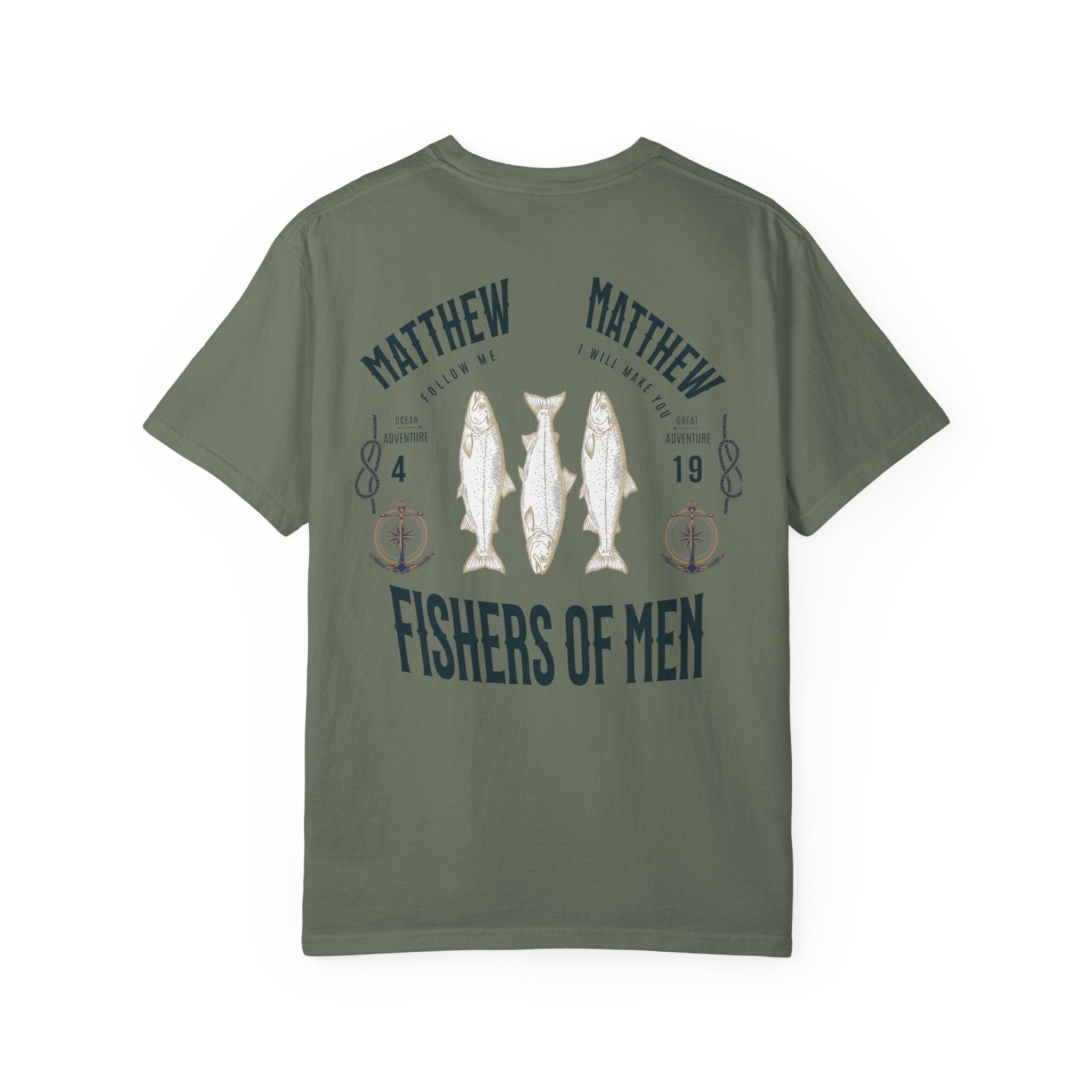 Fishers of Men T-Shirt — Men's Comfort Colors 1717 Nautical Christian Tee | Matthew 4:19