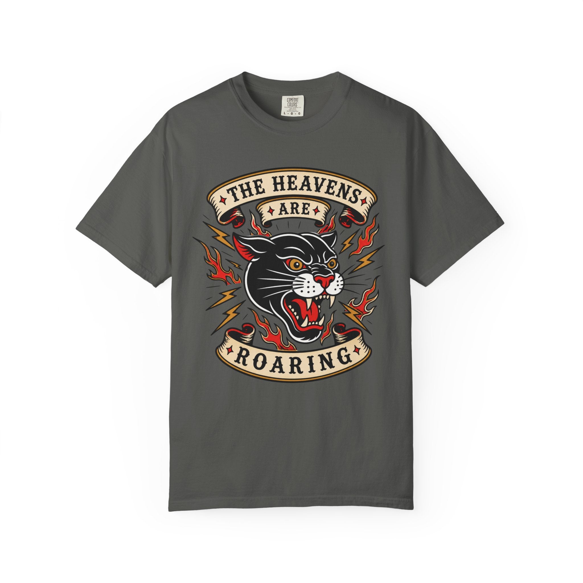 The Heavens Are Roaring Tee — American Traditional Tattoo Panther Jeremiah 10:13 Comfort Colors T-Shirt