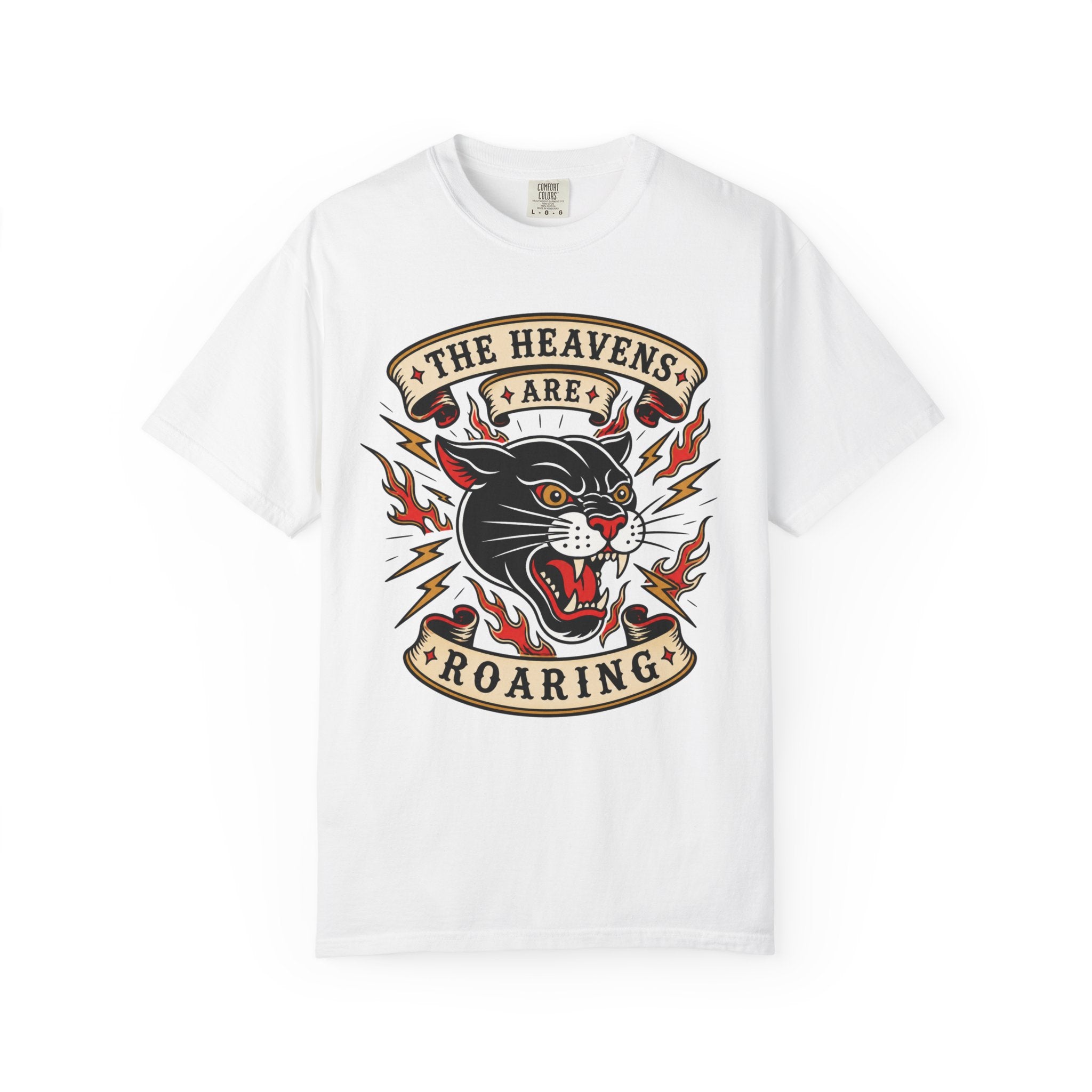 The Heavens Are Roaring Tee — American Traditional Tattoo Panther Jeremiah 10:13 Comfort Colors T-Shirt