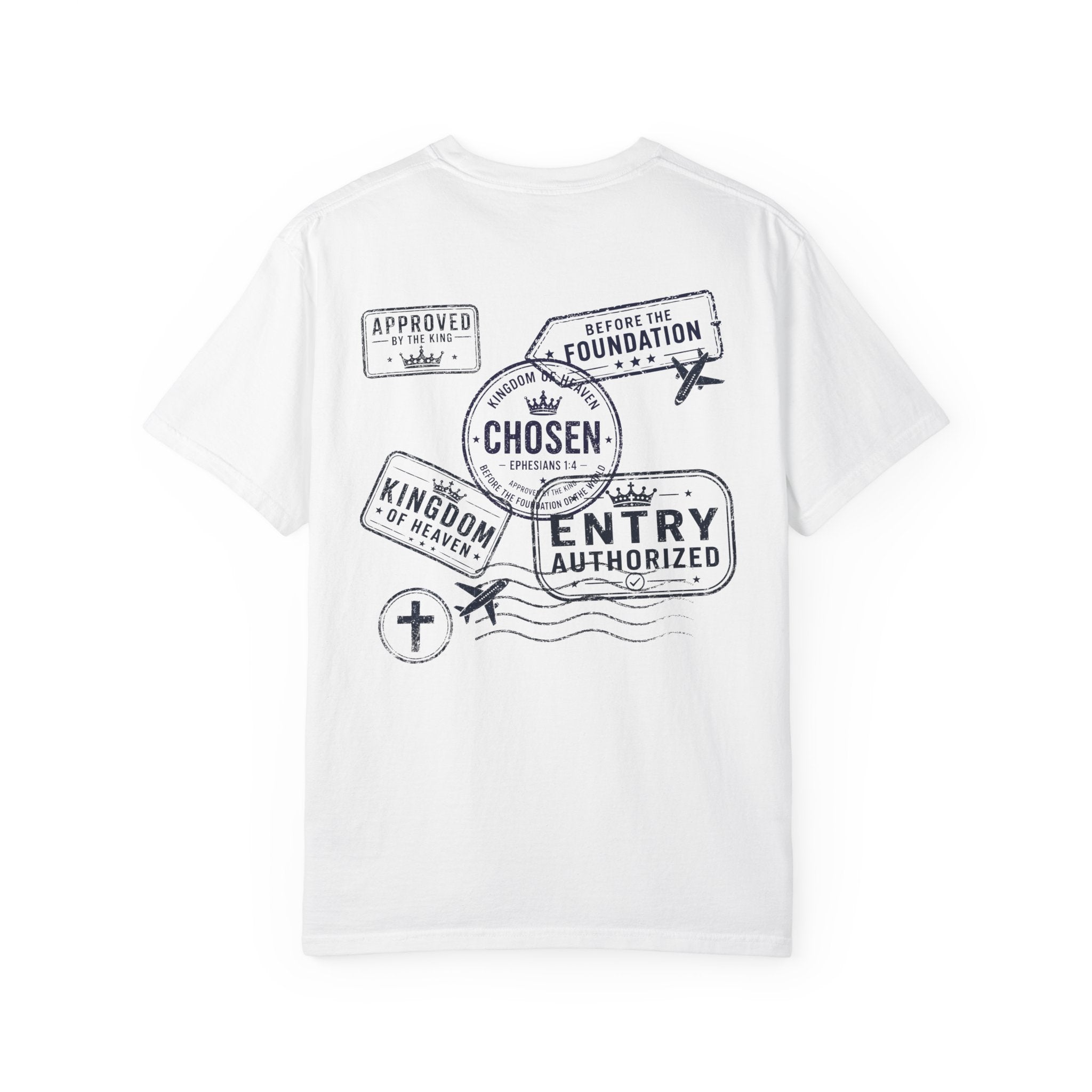 Chosen Tee — Ephesians 1:4 Kingdom of Heaven Passport Stamp Comfort Colors T-Shirt