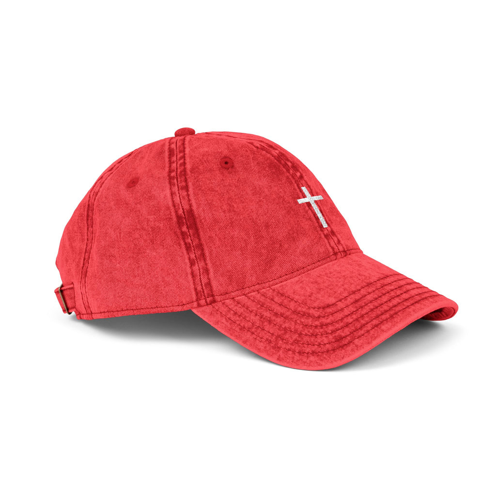 Vintage Cross Dad Hat — Women's Christian Embroidered Cap | Washed Faith Hat