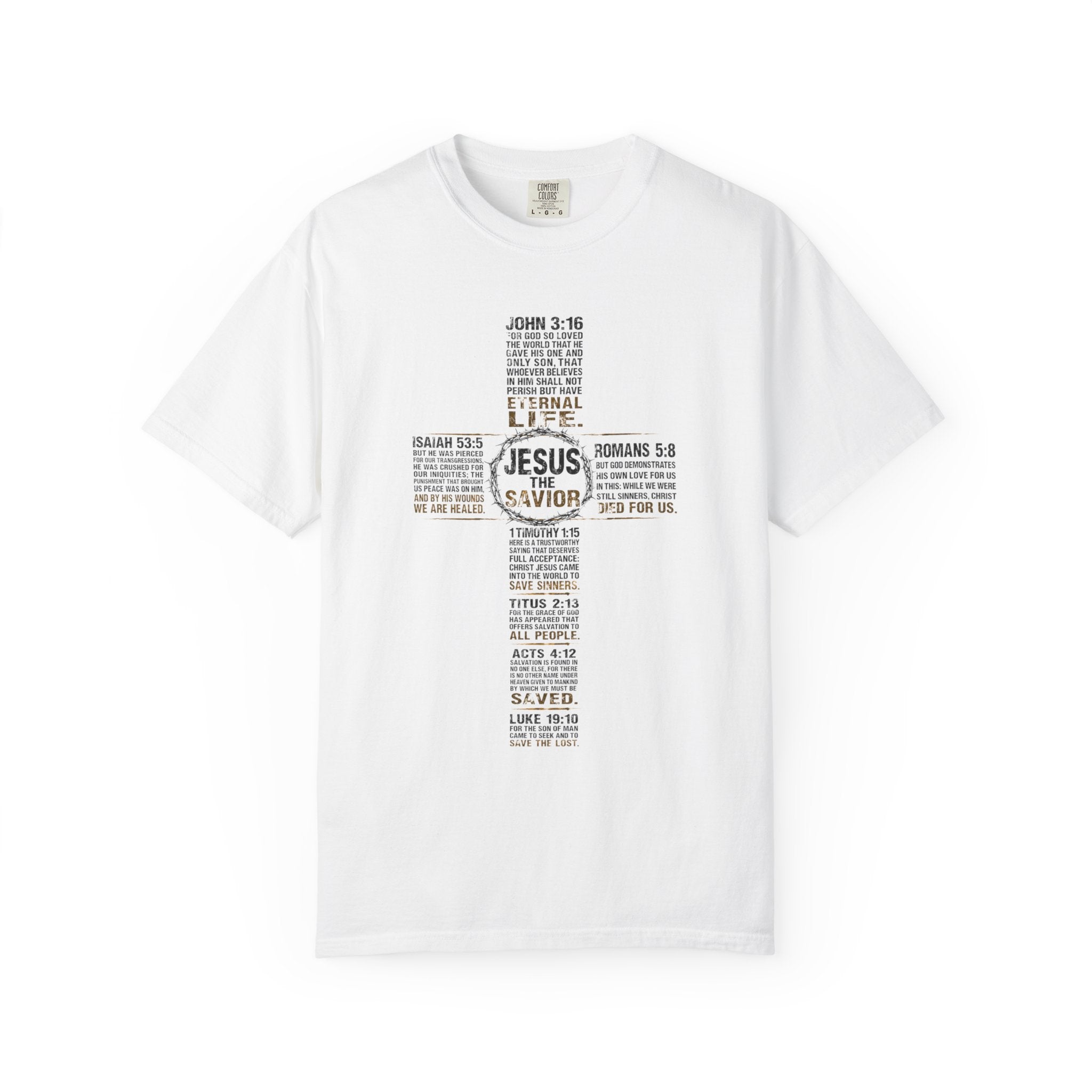 Jesus the Savior Tee — Scripture Cross Gospel Verses Comfort Colors T-Shirt
