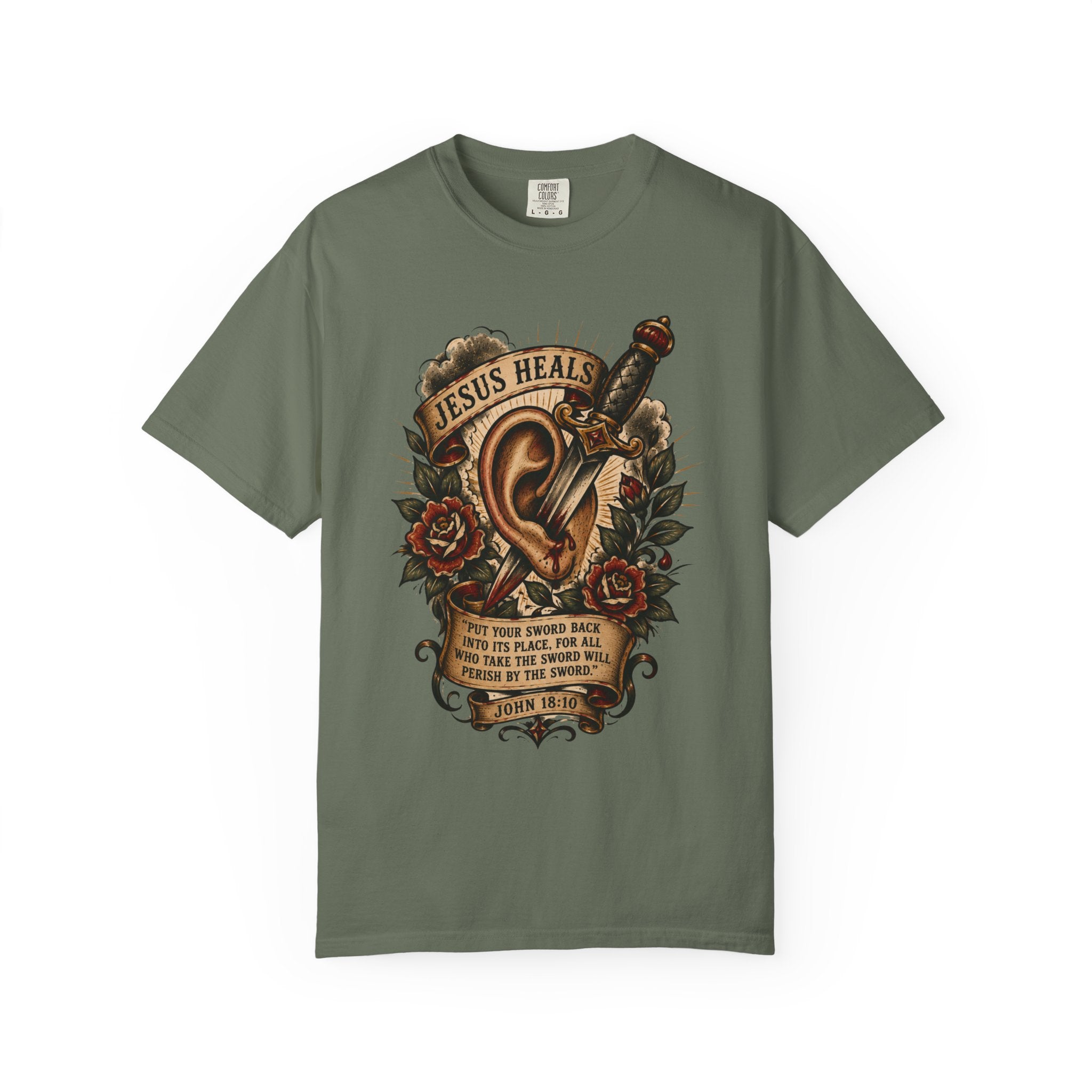 Jesus Heals Tee — Funny Christian Tattoo Shirt