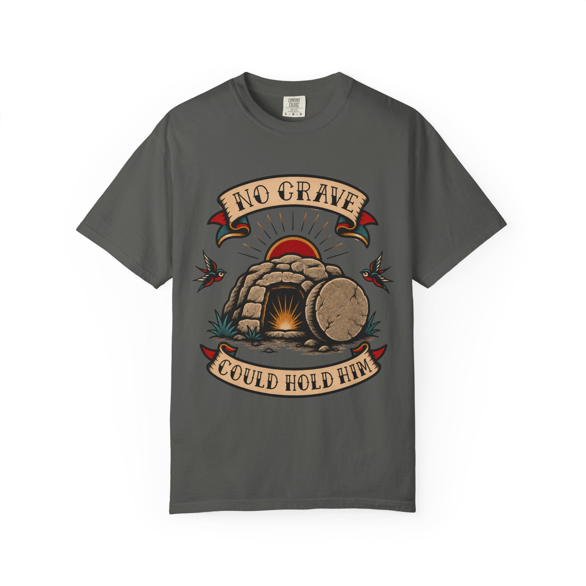 No Grave Could Hold Him Tee — Christian Tattoo Shirt