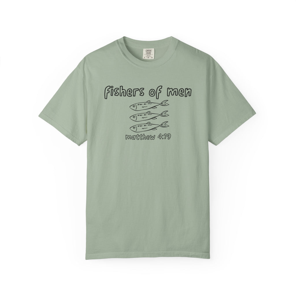Fishers of Men T-Shirt — Comfort Colors 1717 Hand-Drawn Sketch Christian Tee | Matthew 4:19