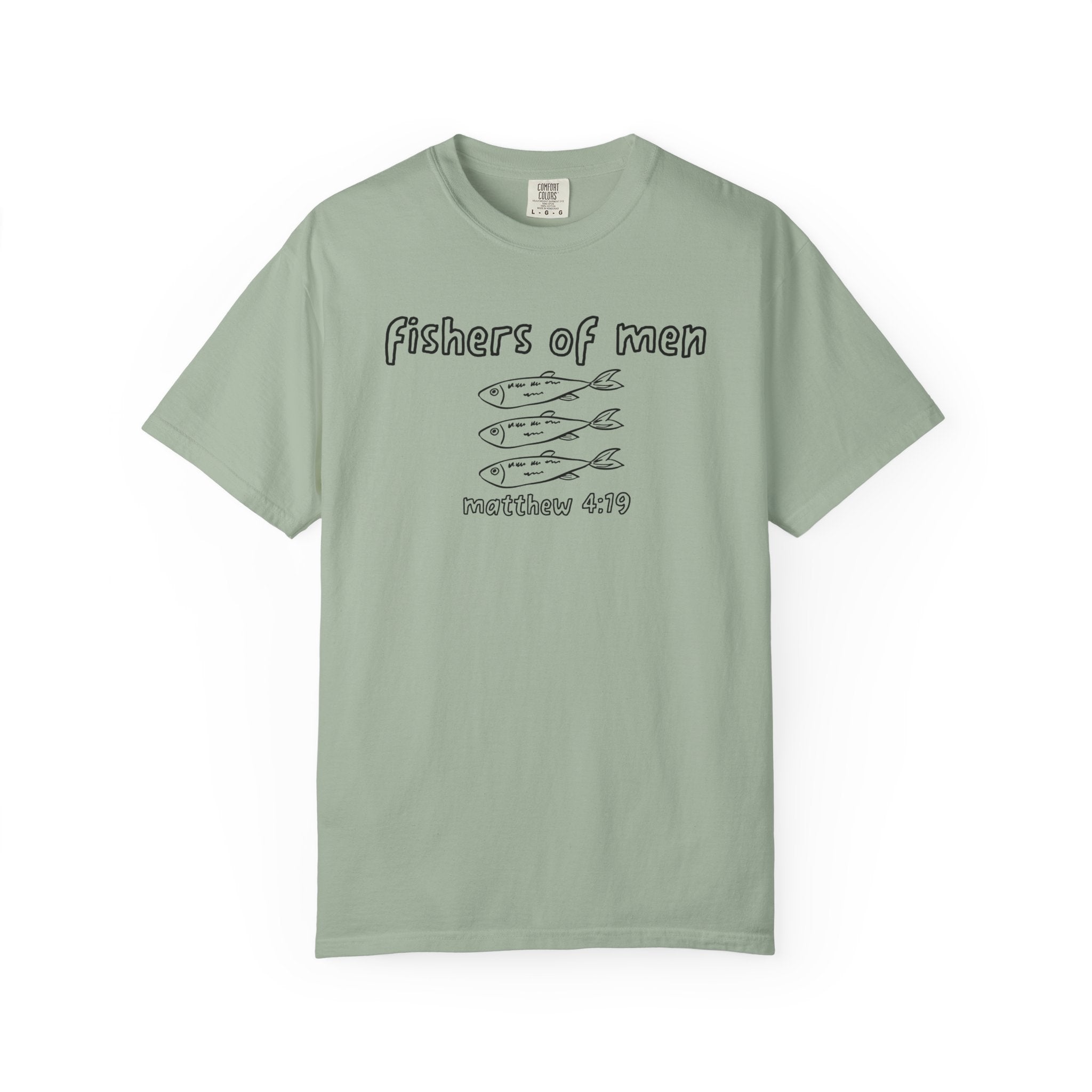 Fishers of Men T-Shirt — Comfort Colors 1717 Hand-Drawn Sketch Christian Tee | Matthew 4:19