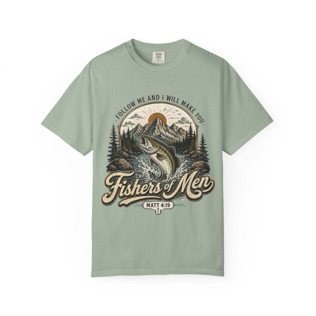 Fishers of Men T-Shirt — Garment-Dyed Christian Fishing Tee | Follow Me Matthew 4:19