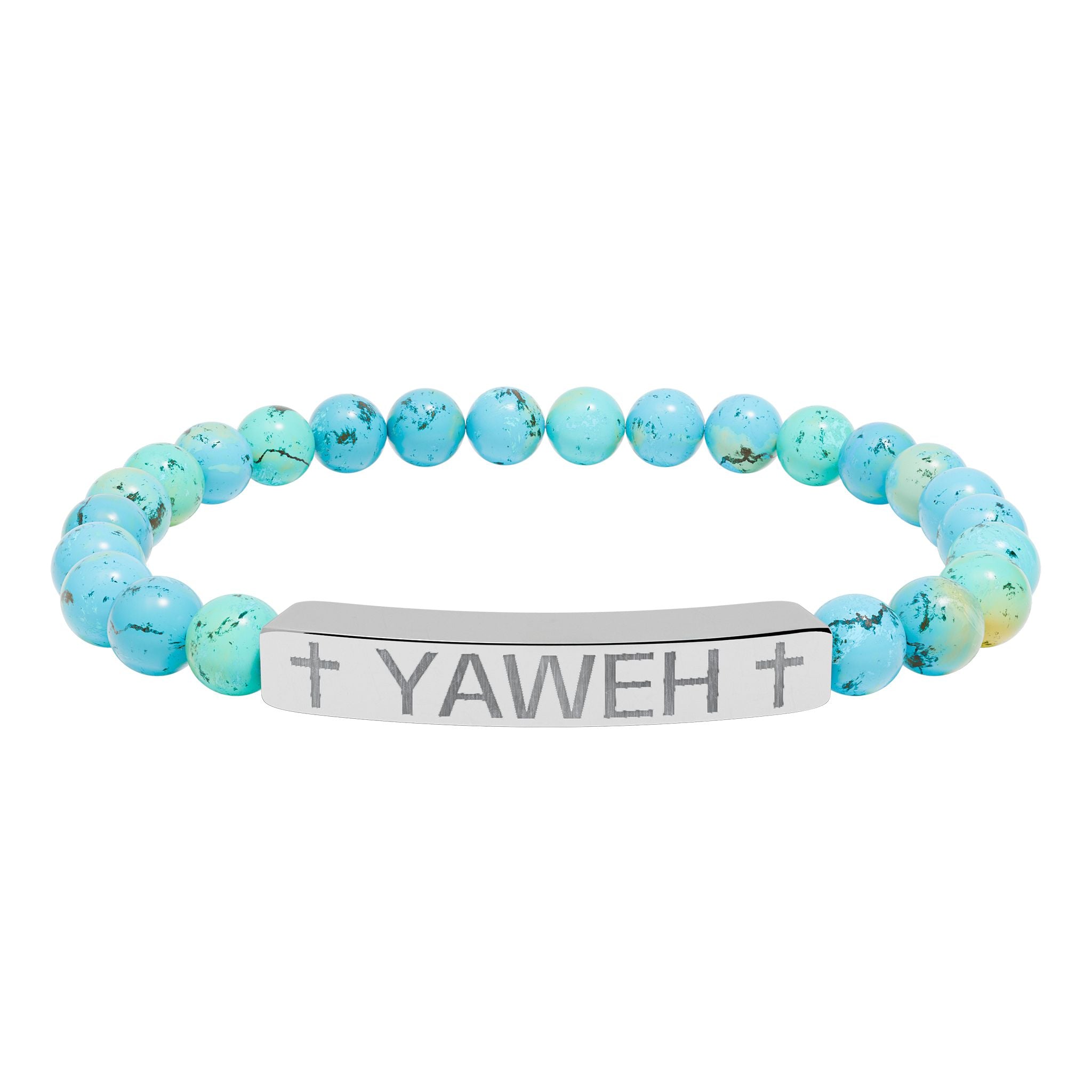 Yaweh Engraved Natural Stone Stretch Bracelet