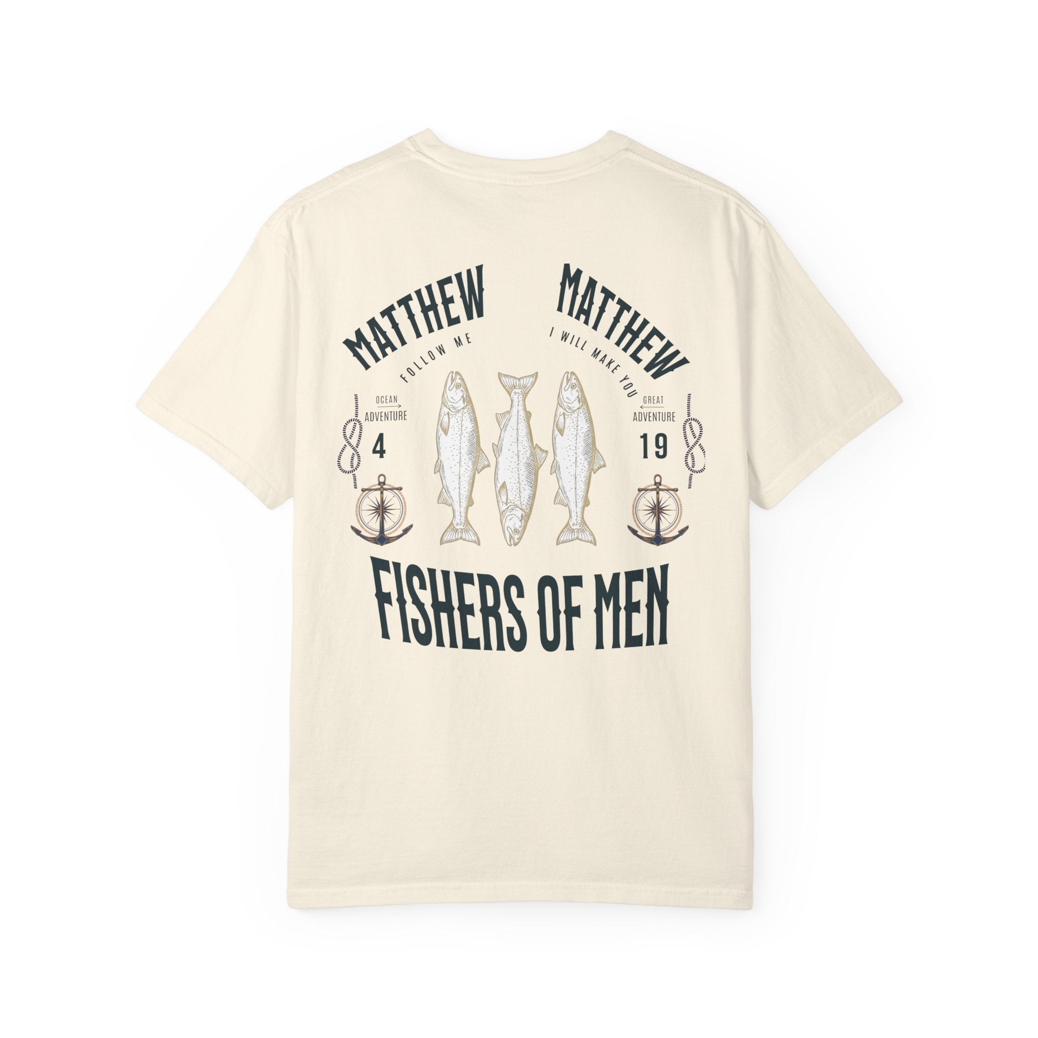 Fishers of Men T-Shirt — Men's Comfort Colors 1717 Nautical Christian Tee | Matthew 4:19