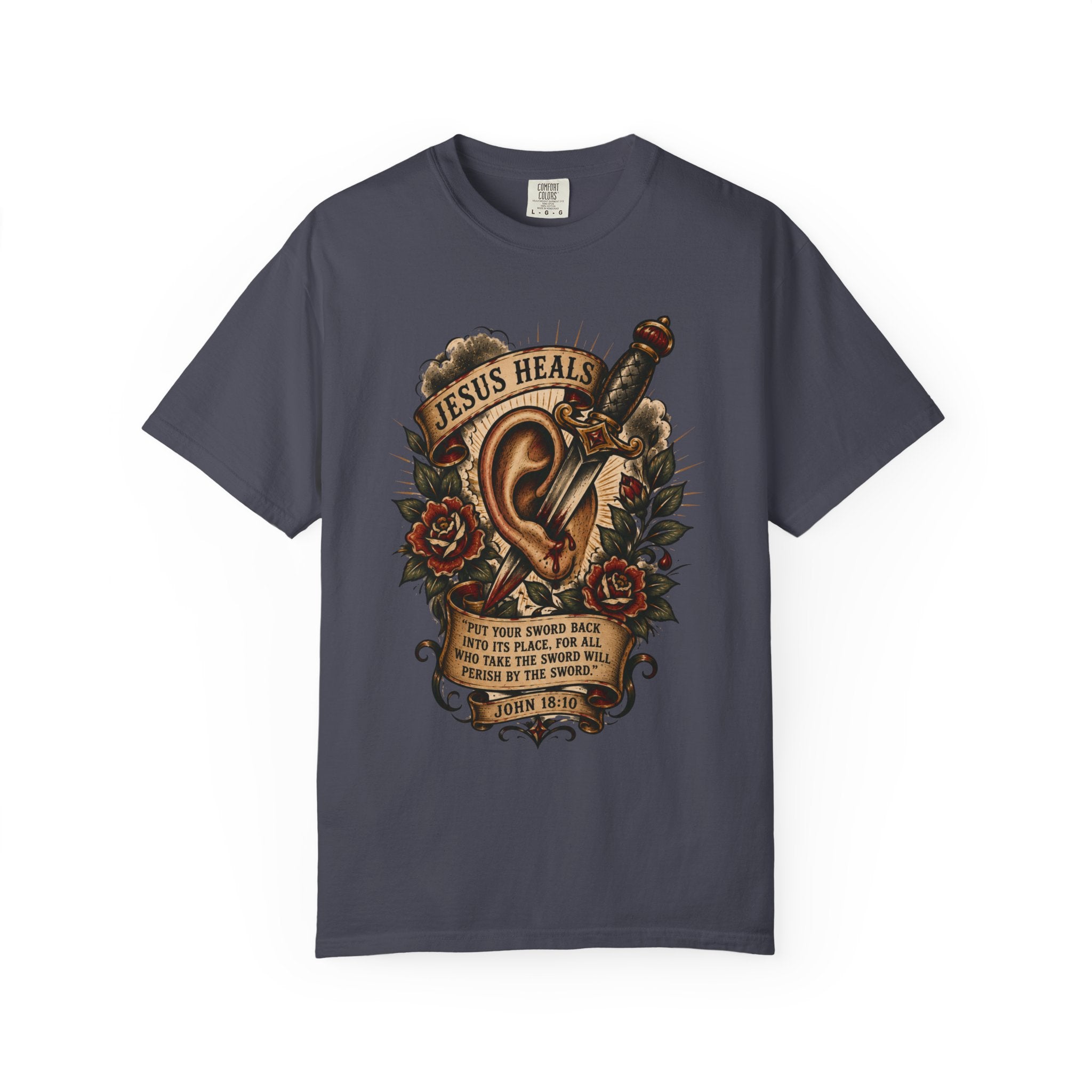 Jesus Heals Tee — Funny Christian Tattoo Shirt