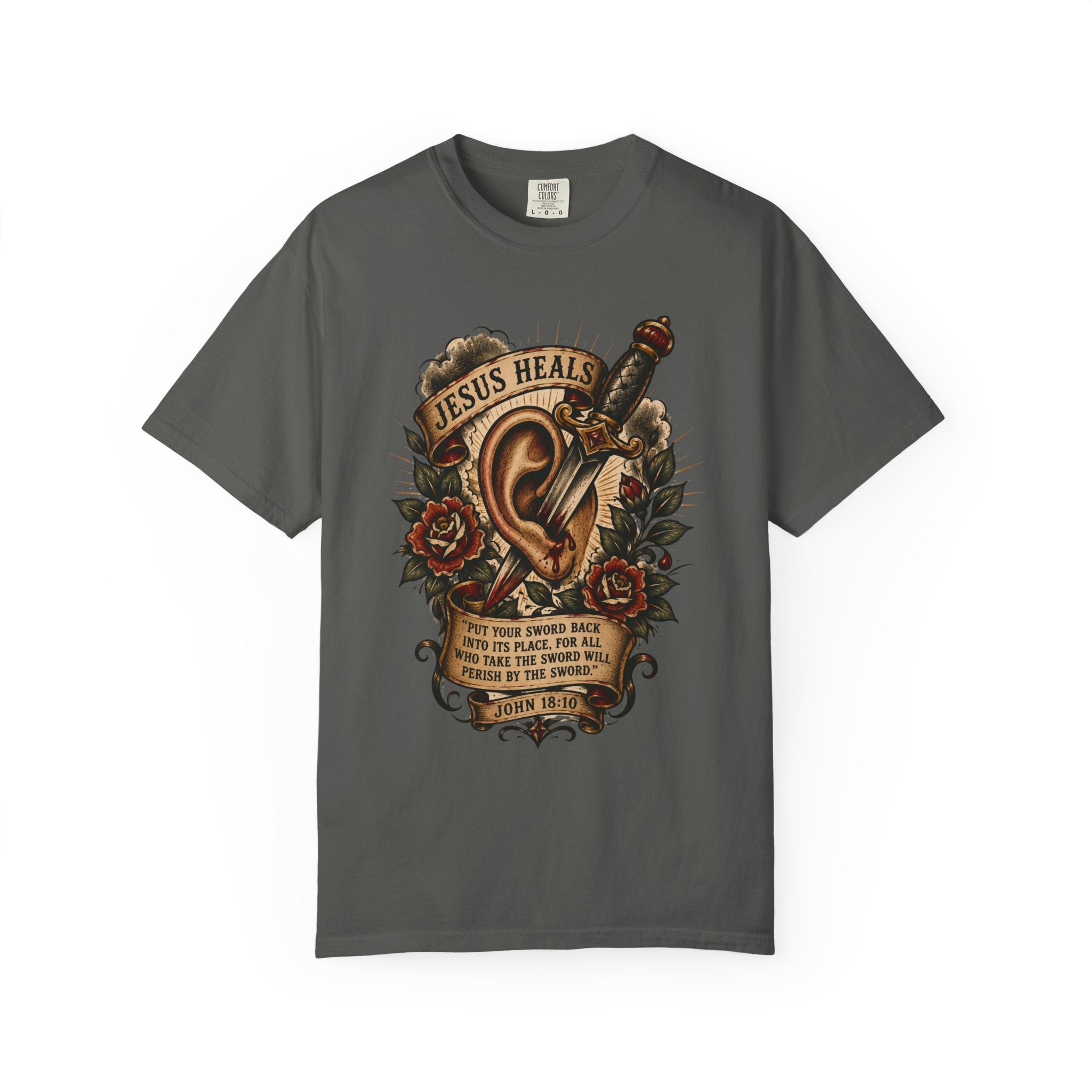 Jesus Heals Tee — Funny Christian Tattoo Shirt