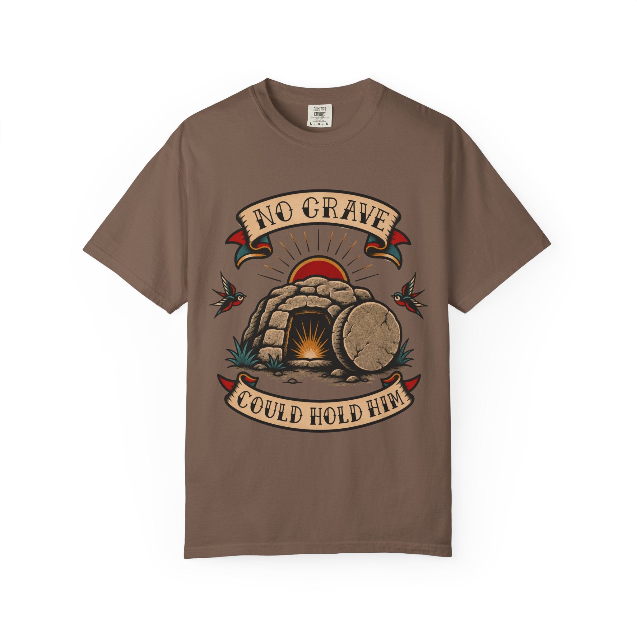 No Grave Could Hold Him Tee — Christian Tattoo Shirt