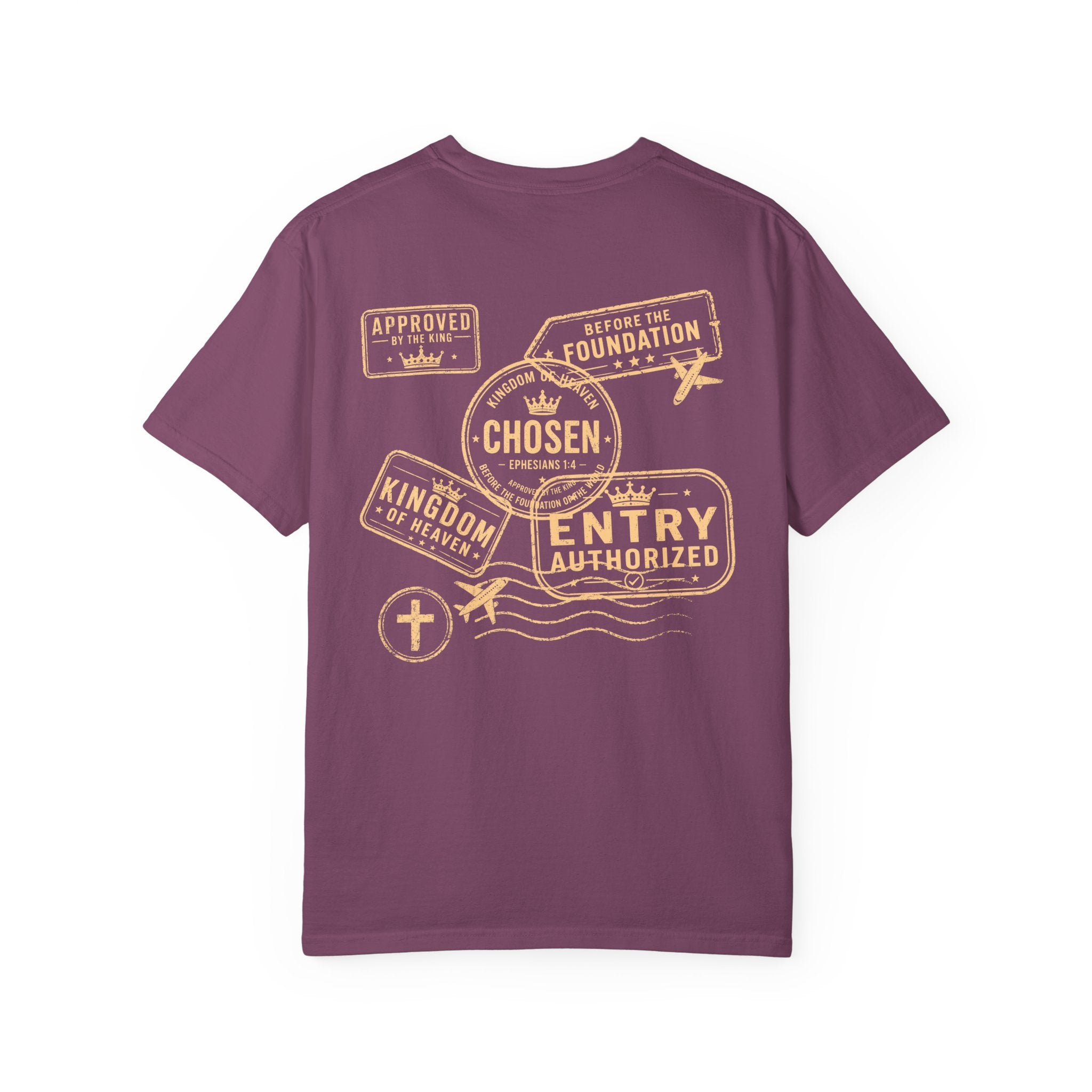 Chosen Tee — Ephesians 1:4 Kingdom of Heaven Passport Stamp Comfort Colors T-Shirt