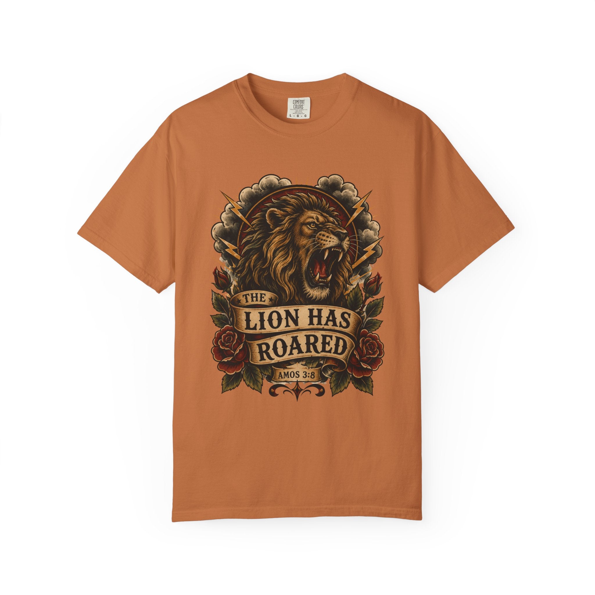 The Lion Has Roared Tee — Lion of Judah Christian Tattoo Shirt