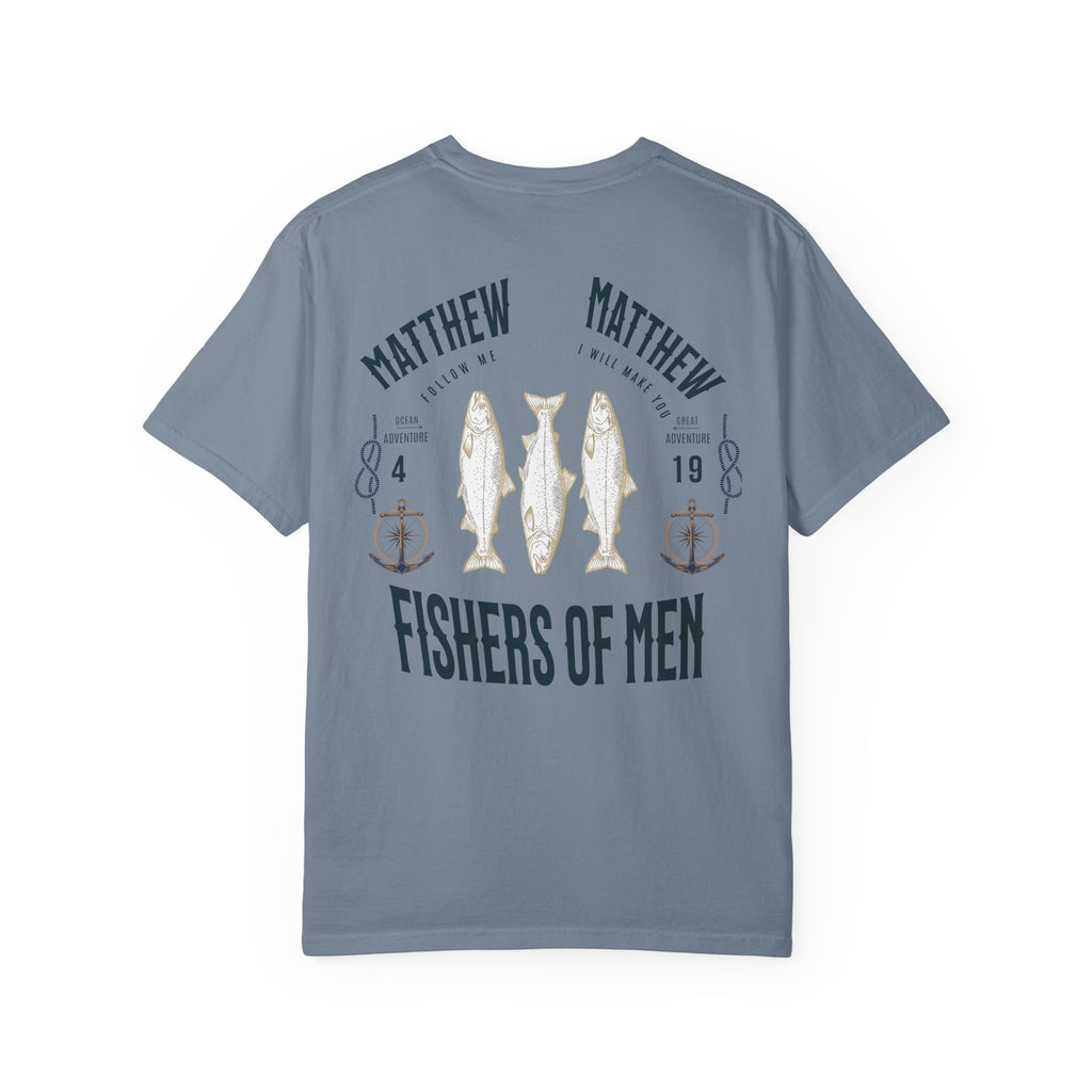 Fishers of Men T-Shirt — Men's Comfort Colors 1717 Nautical Christian Tee | Matthew 4:19