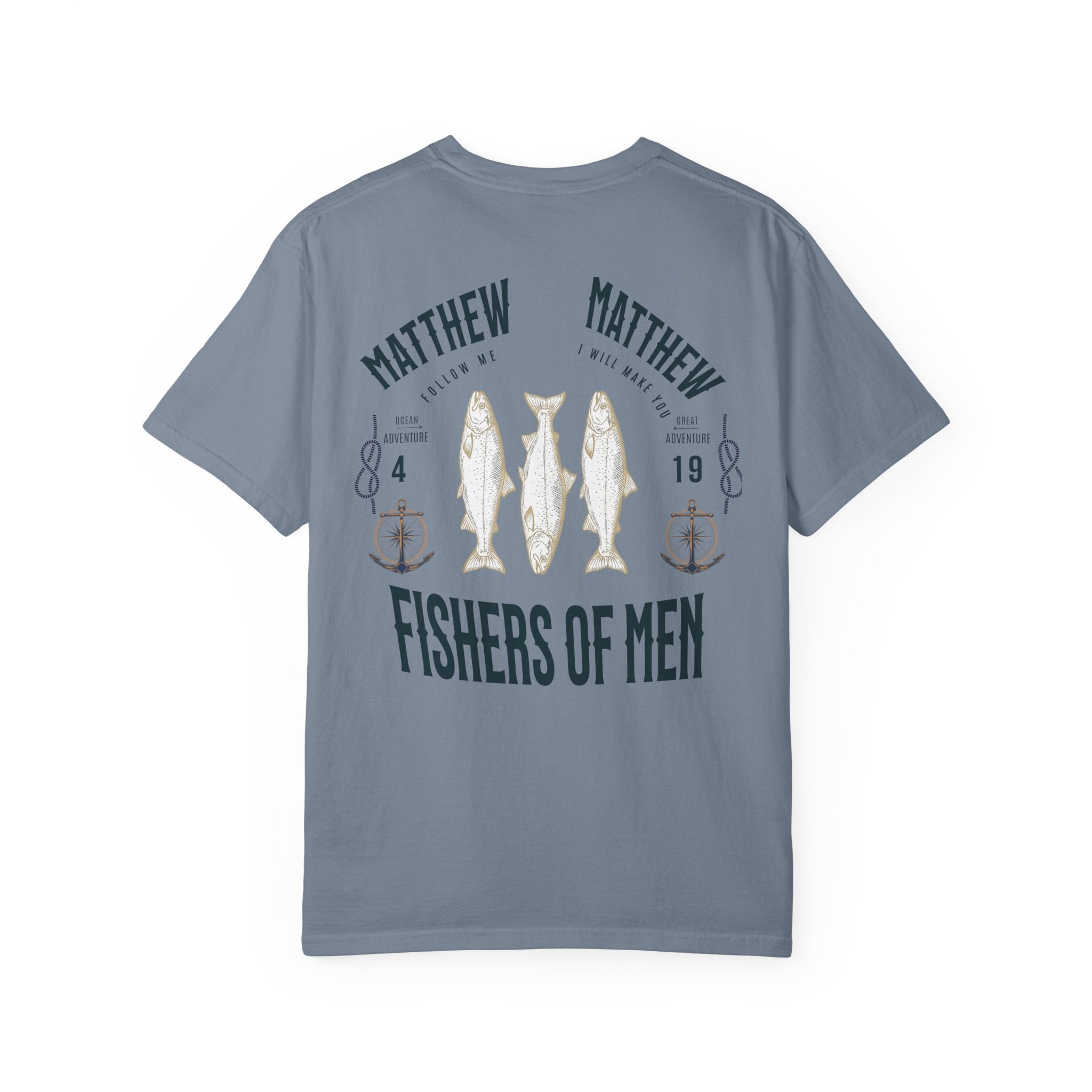 Fishers of Men T-Shirt — Men's Comfort Colors 1717 Nautical Christian Tee | Matthew 4:19