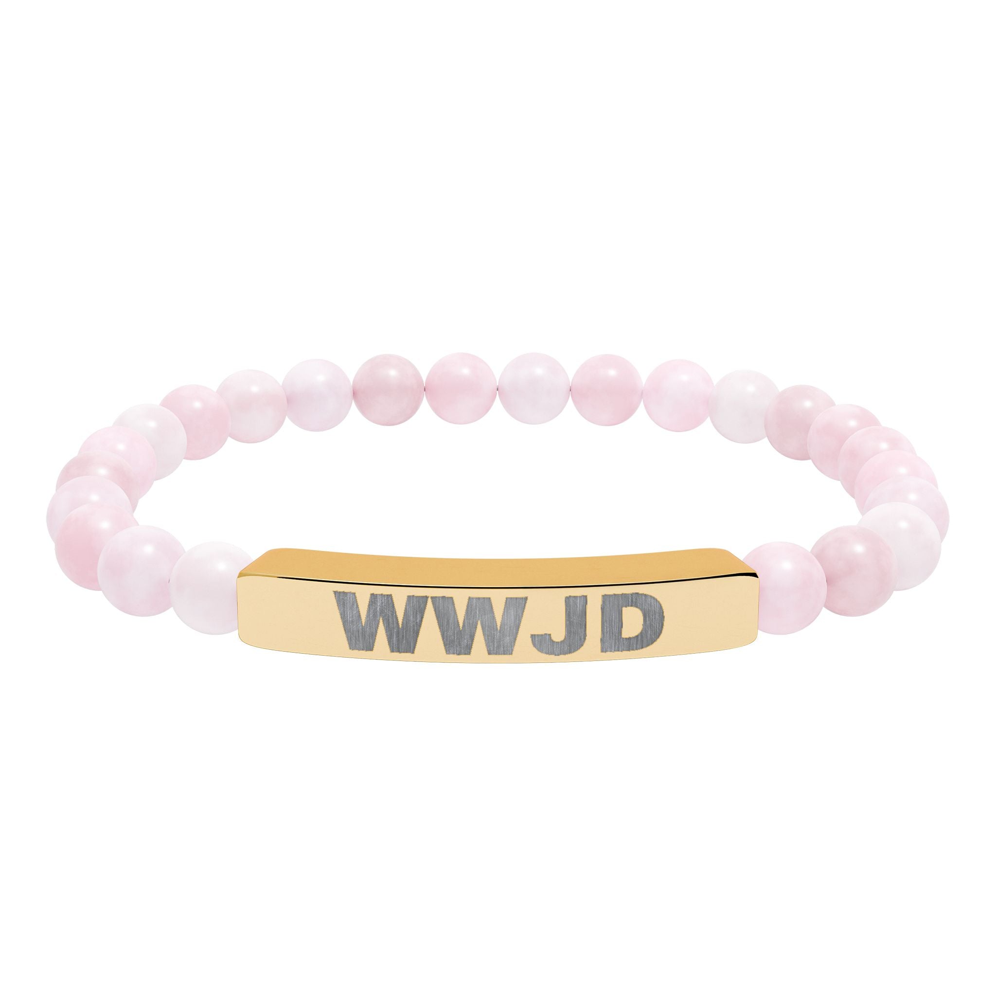 WWJD Engraved Natural Stone Stretch Bar Bracelet