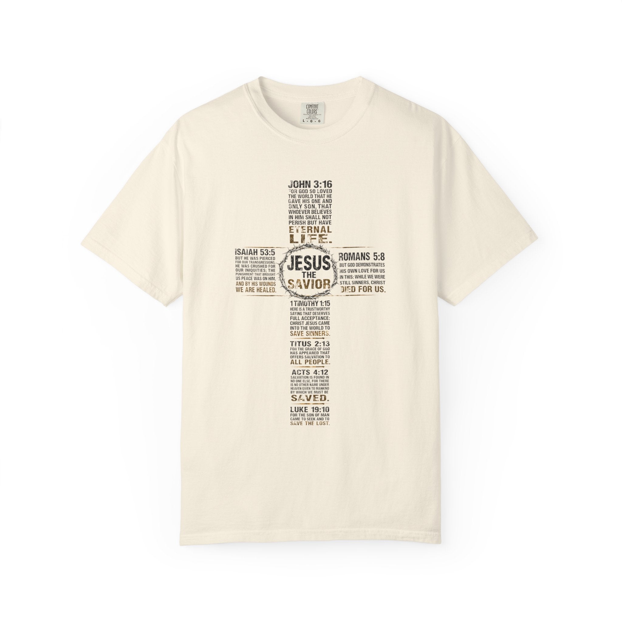 Jesus the Savior Tee — Scripture Cross Gospel Verses Comfort Colors T-Shirt