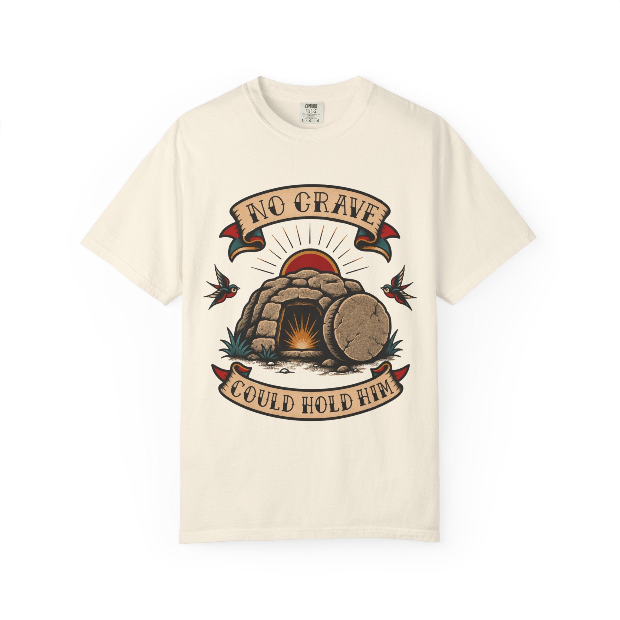 No Grave Could Hold Him Tee — Christian Tattoo Shirt