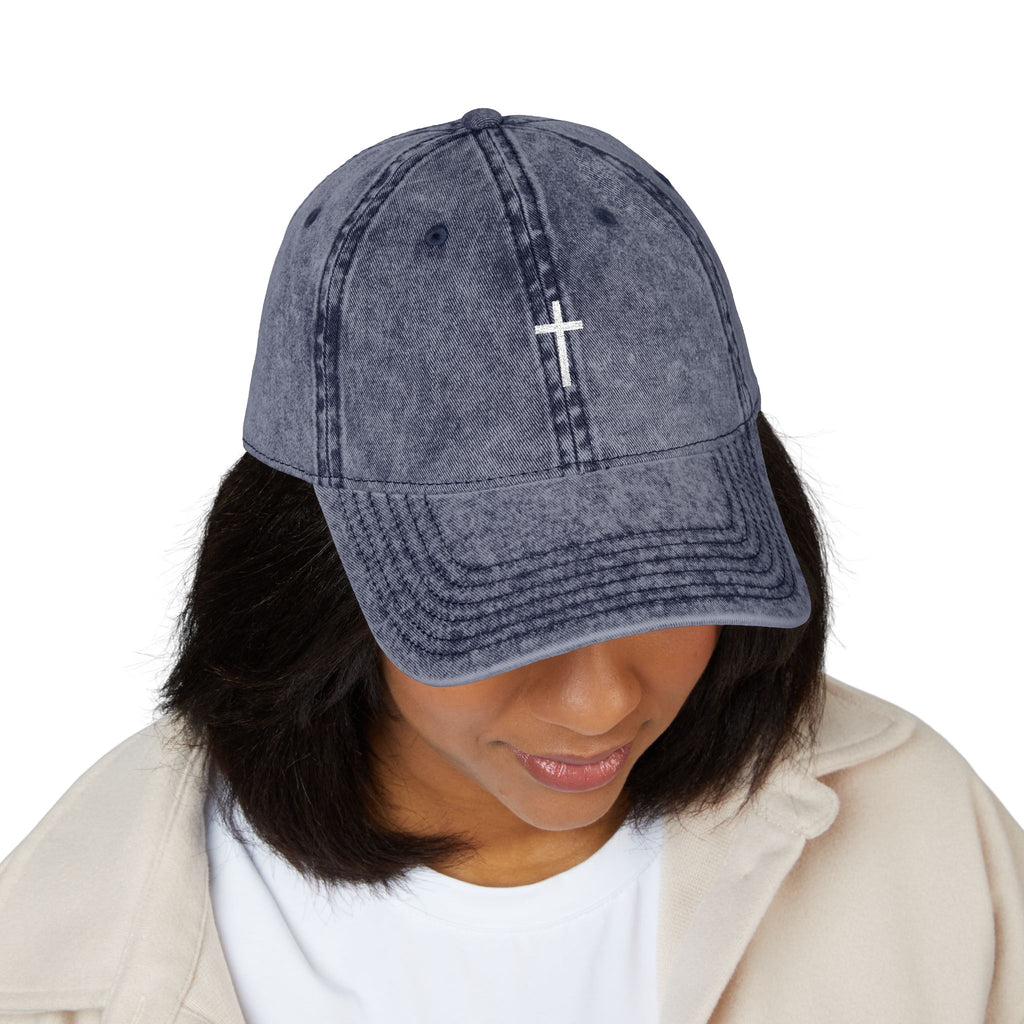 Vintage Cross Dad Hat — Women's Christian Embroidered Cap | Washed Faith Hat