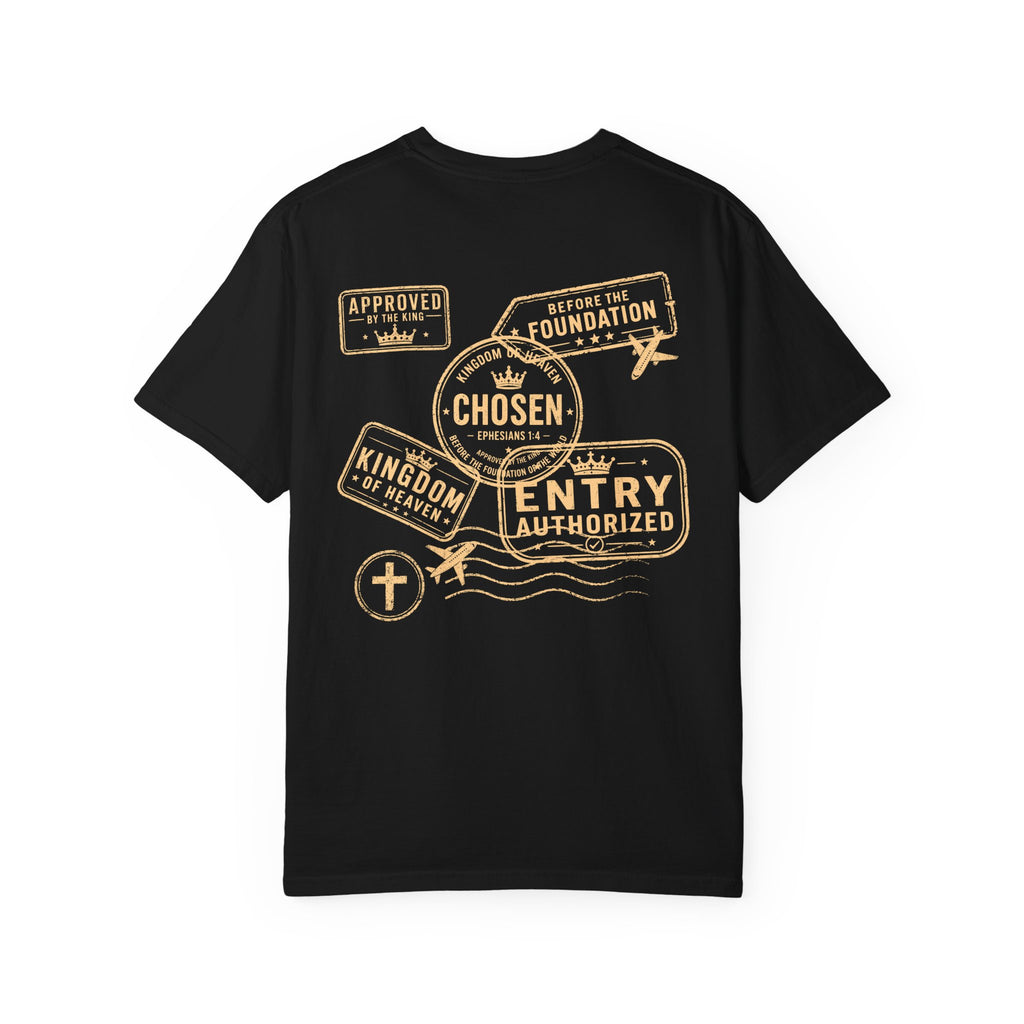 Chosen Tee — Ephesians 1:4 Kingdom of Heaven Passport Stamp Comfort Colors T-Shirt