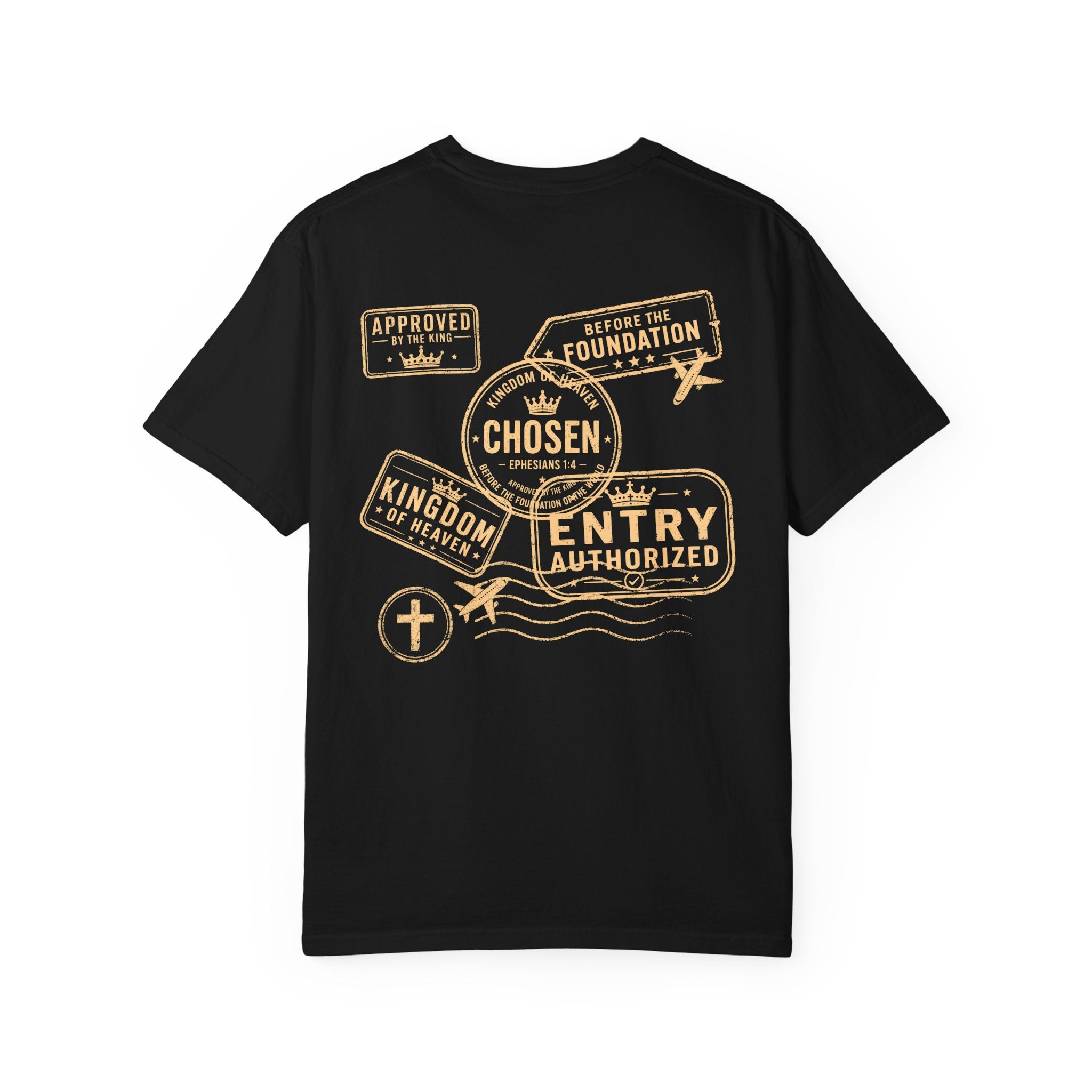 Chosen Tee — Ephesians 1:4 Kingdom of Heaven Passport Stamp Comfort Colors T-Shirt