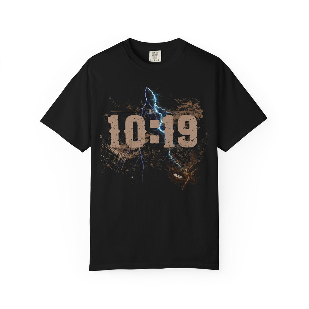Luke 10:19 Tee — Fallen Like Lightning Front & Back Spiritual Warfare T-Shirt