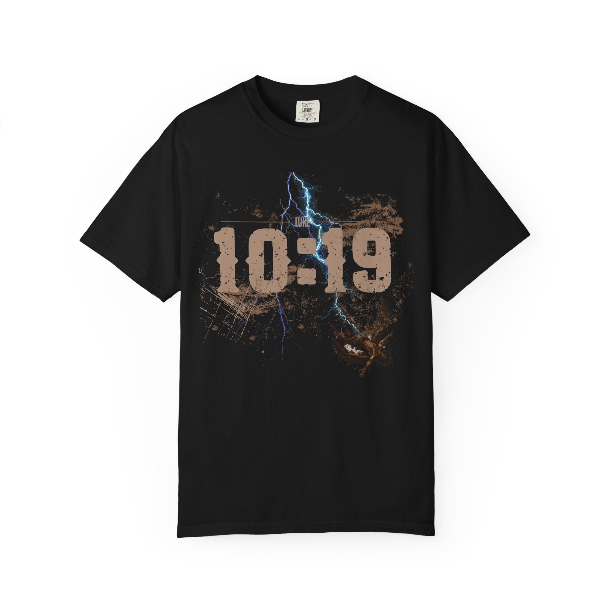 Luke 10:19 Tee — Fallen Like Lightning Front & Back Spiritual Warfare T-Shirt
