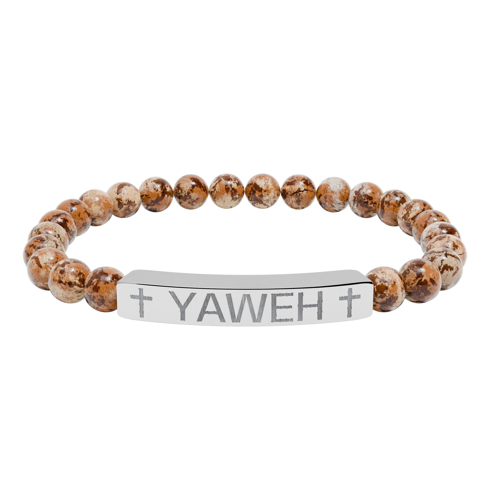 Yaweh Engraved Natural Stone Stretch Bracelet