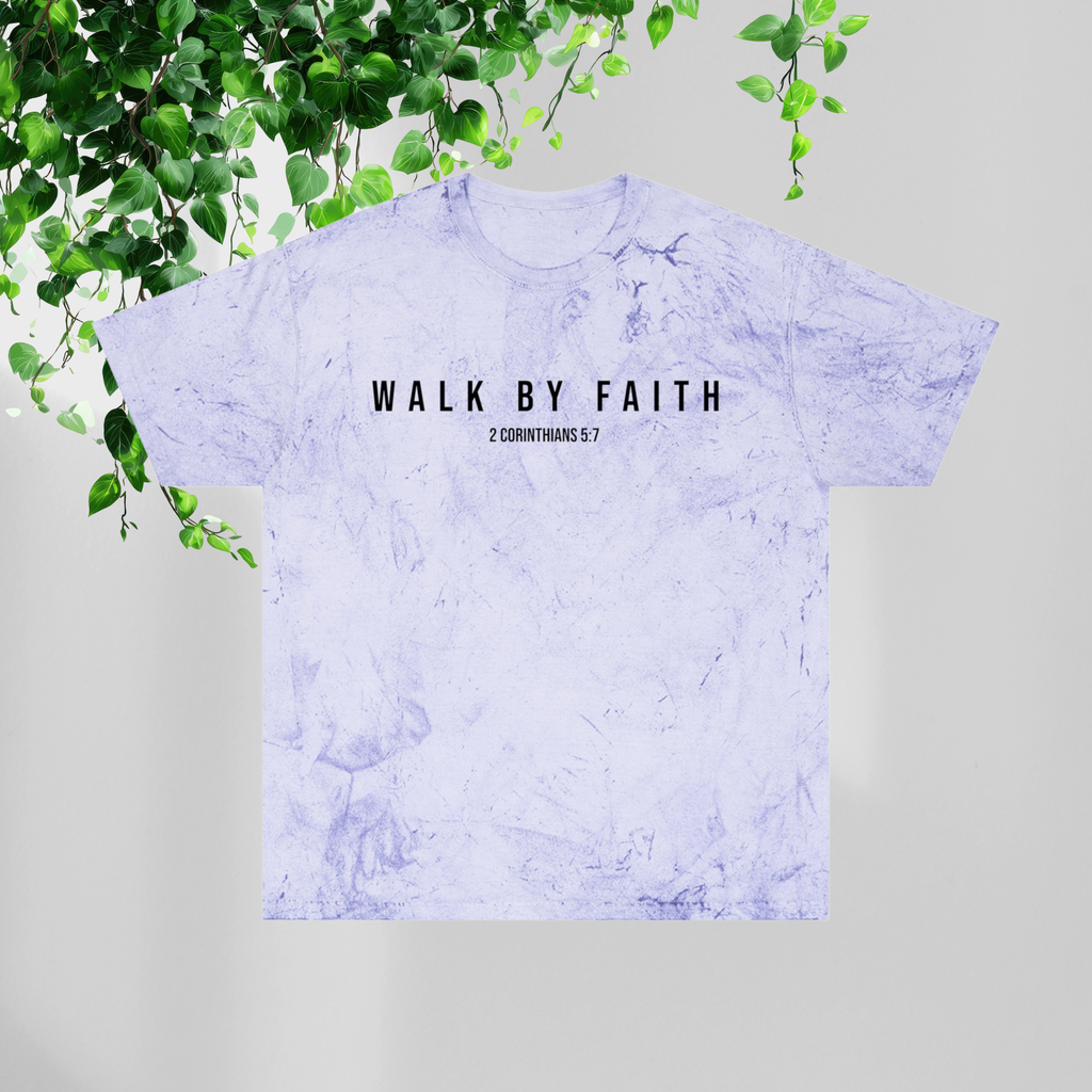 Walk By Faith Color Blast T-Shirt — Women's Tie-Dye Christian Tee | 2 Corinthians 5:7
