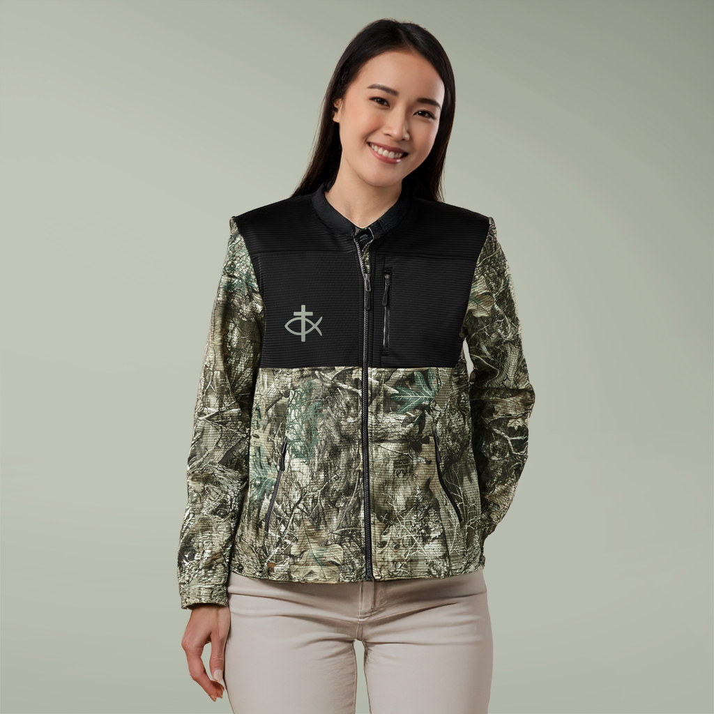 Realtree Colorblock Soft Shell Jacket — Embroidered Outdoor Windbreaker