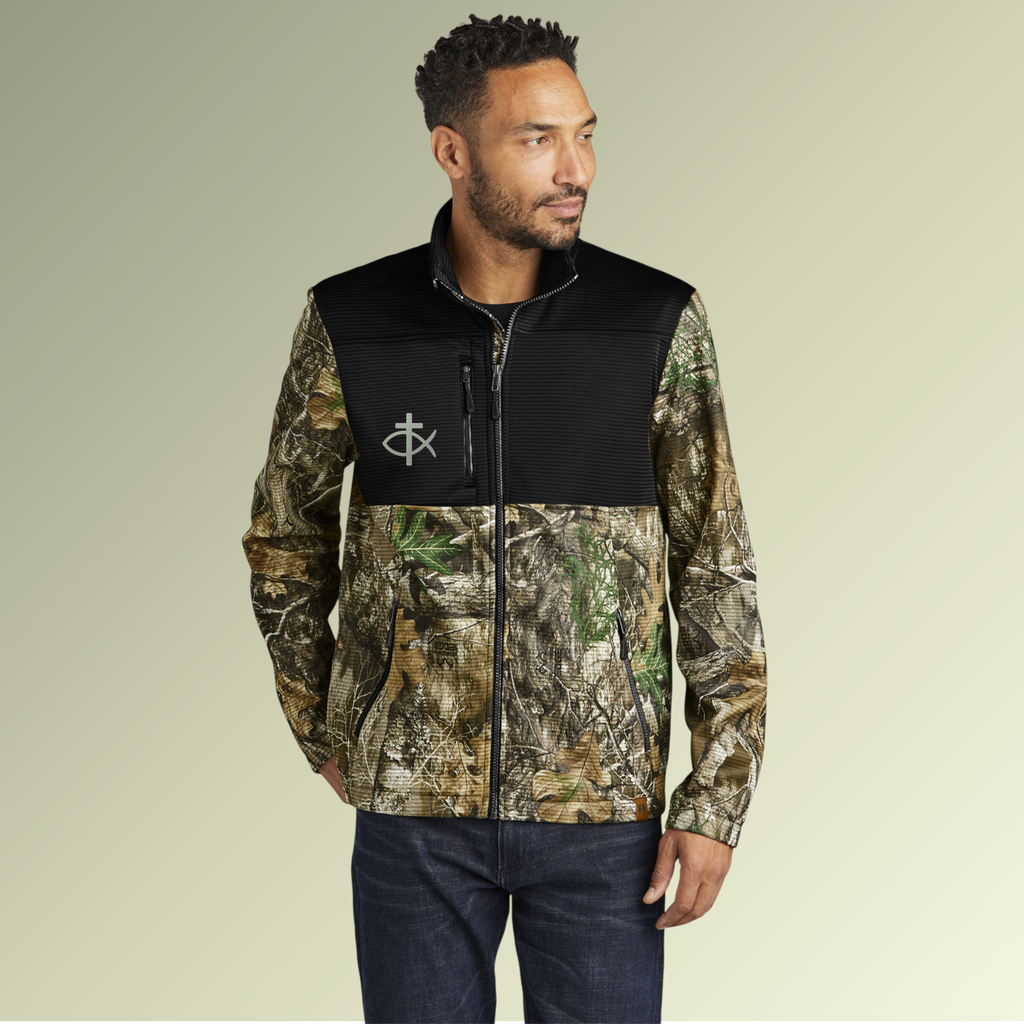 Realtree Colorblock Soft Shell Jacket — Embroidered Outdoor Windbreaker