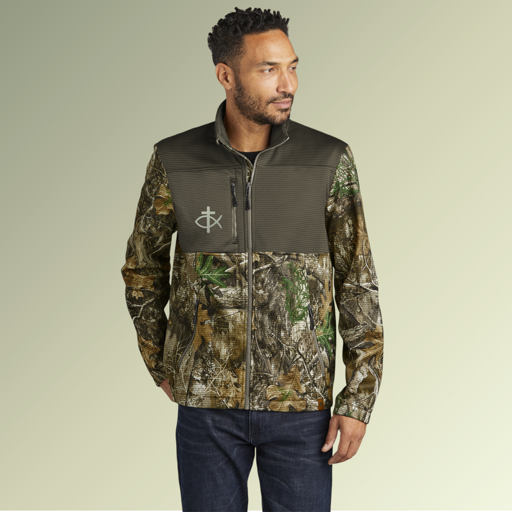 Realtree Colorblock Soft Shell Jacket — Embroidered Outdoor Windbreaker